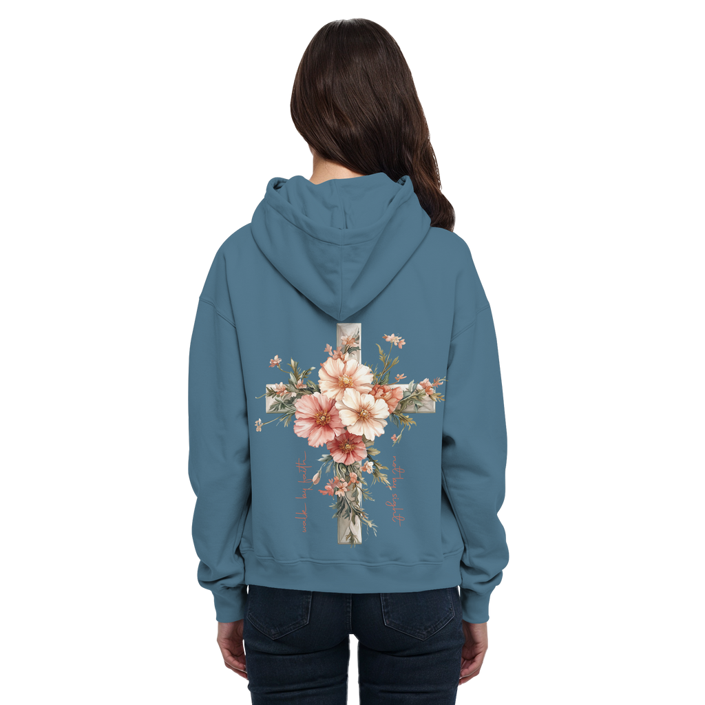 JESUS IS THE LIGHT CROSS FLOWERS - Basic Unisex Hoodie