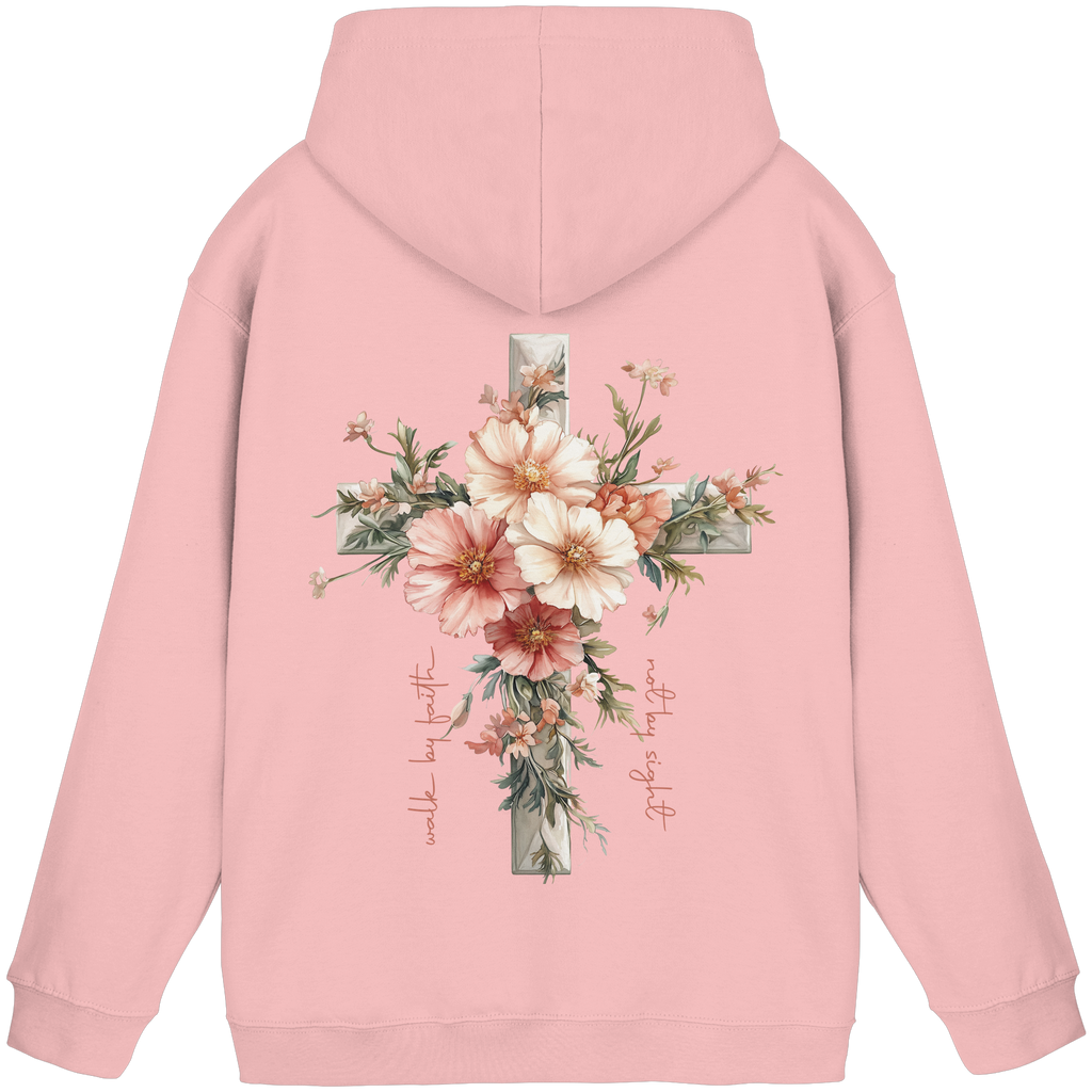 JESUS IS THE LIGHT CROSS FLOWERS - Basic Unisex Hoodie