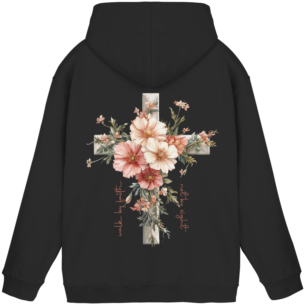 JESUS IS THE LIGHT CROSS FLOWERS - Basic Unisex Hoodie
