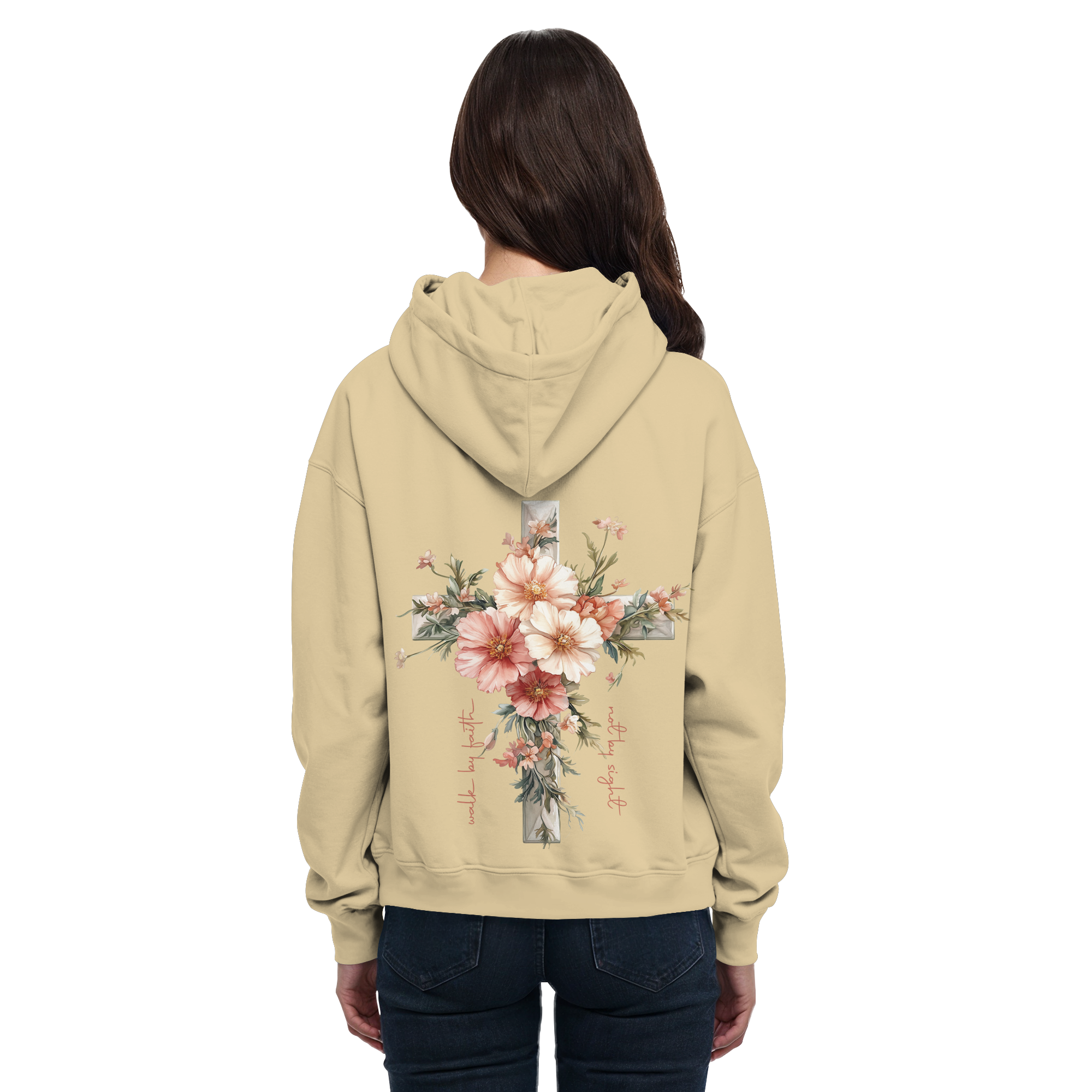 JESUS IS THE LIGHT CROSS FLOWERS - Basic Unisex Hoodie