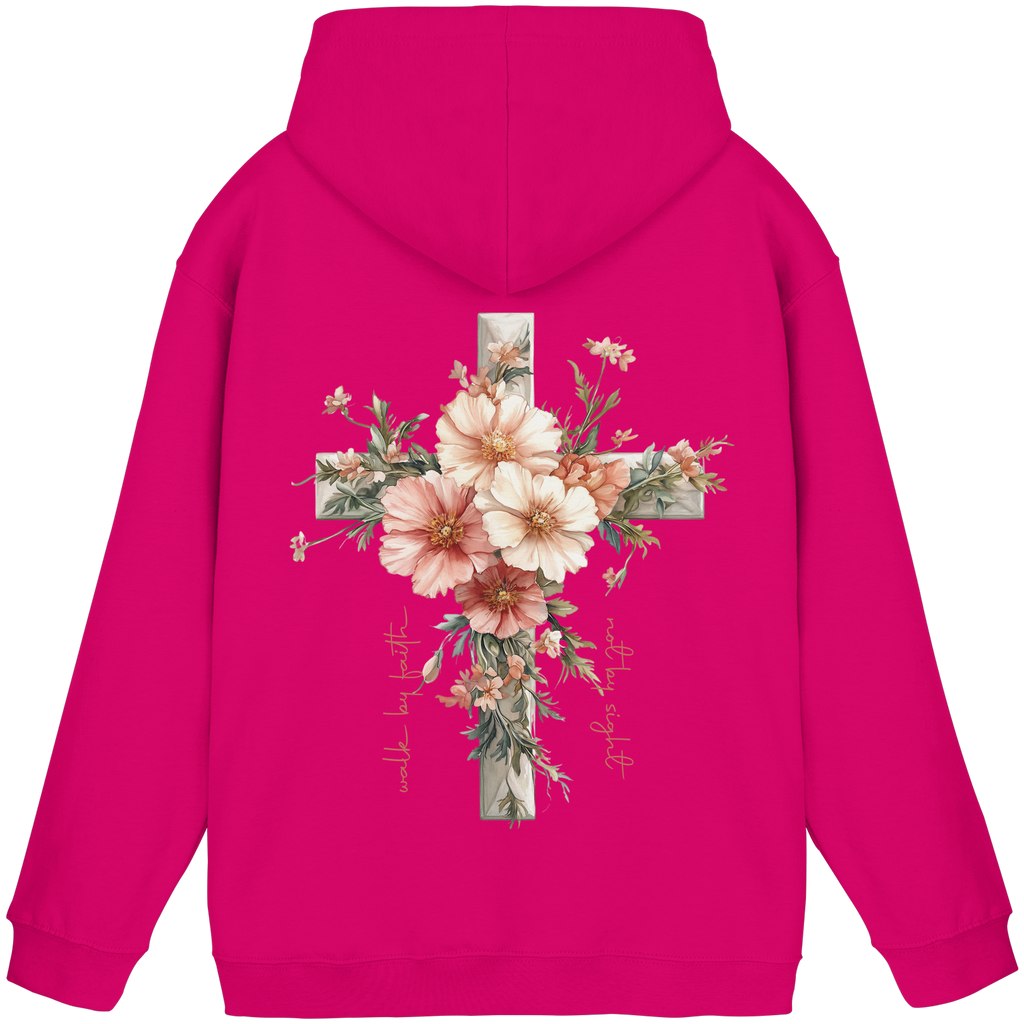 JESUS IS THE LIGHT CROSS FLOWERS - Basic Unisex Hoodie