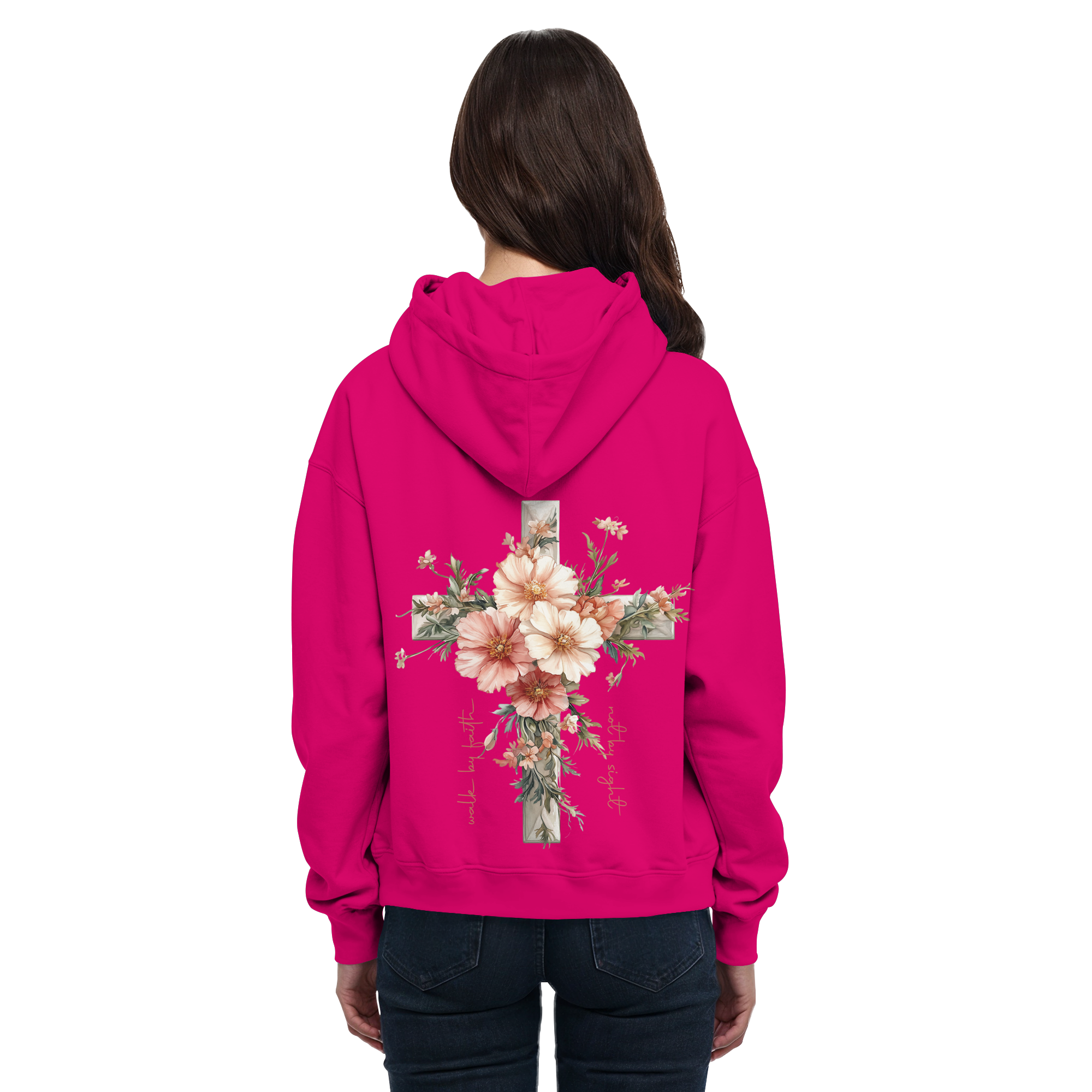 JESUS IS THE LIGHT CROSS FLOWERS - Basic Unisex Hoodie