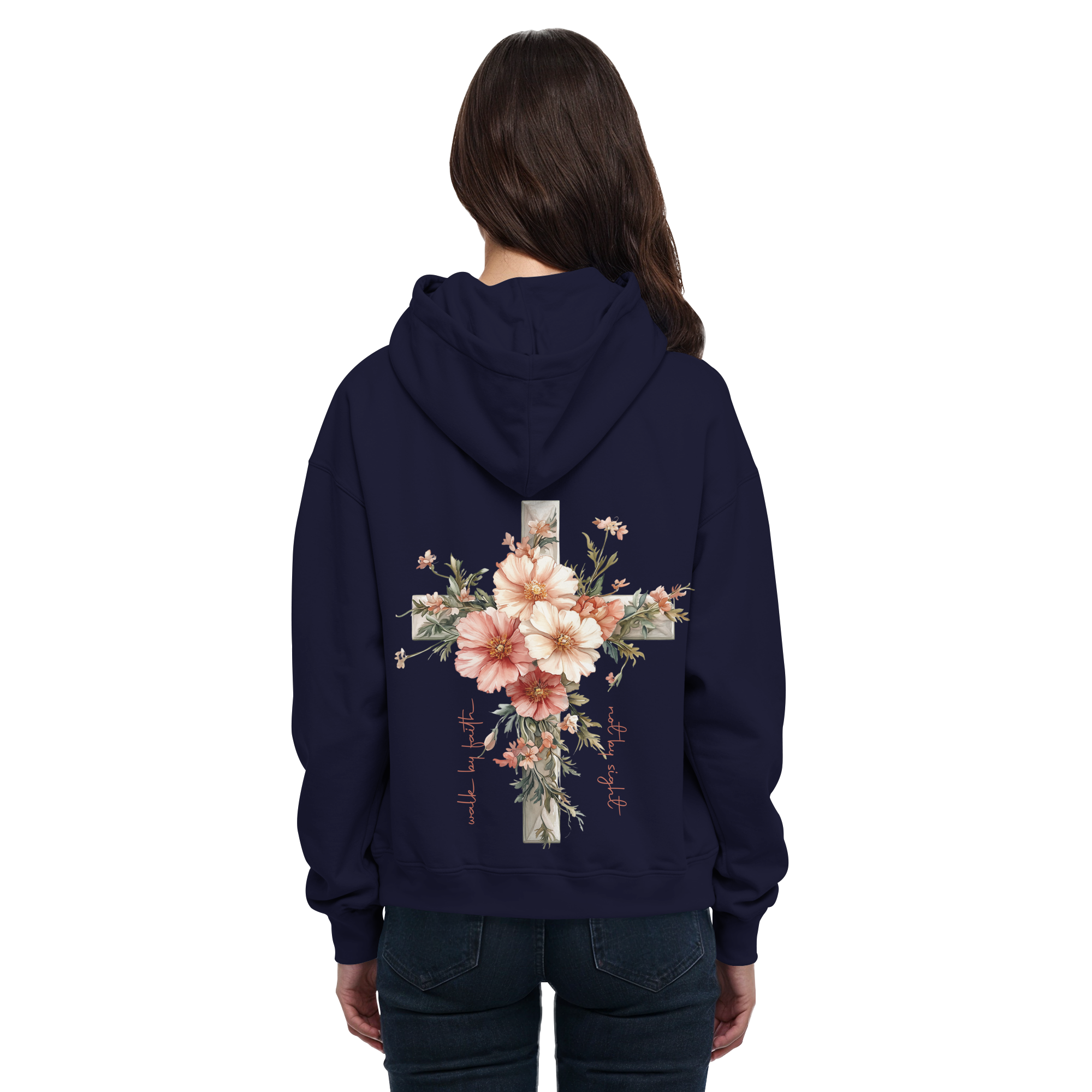 JESUS IS THE LIGHT CROSS FLOWERS - Basic Unisex Hoodie
