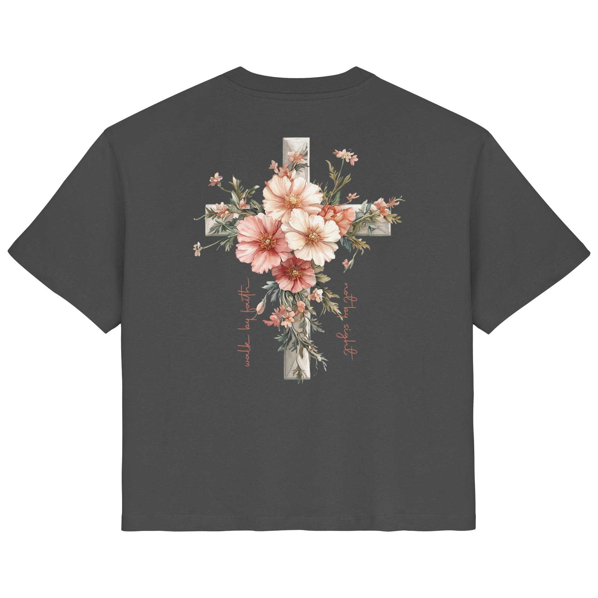 JESUS IS THE LIGHT CROSS FLOWERS - Frauen T-Shirt Bio Baumwolle