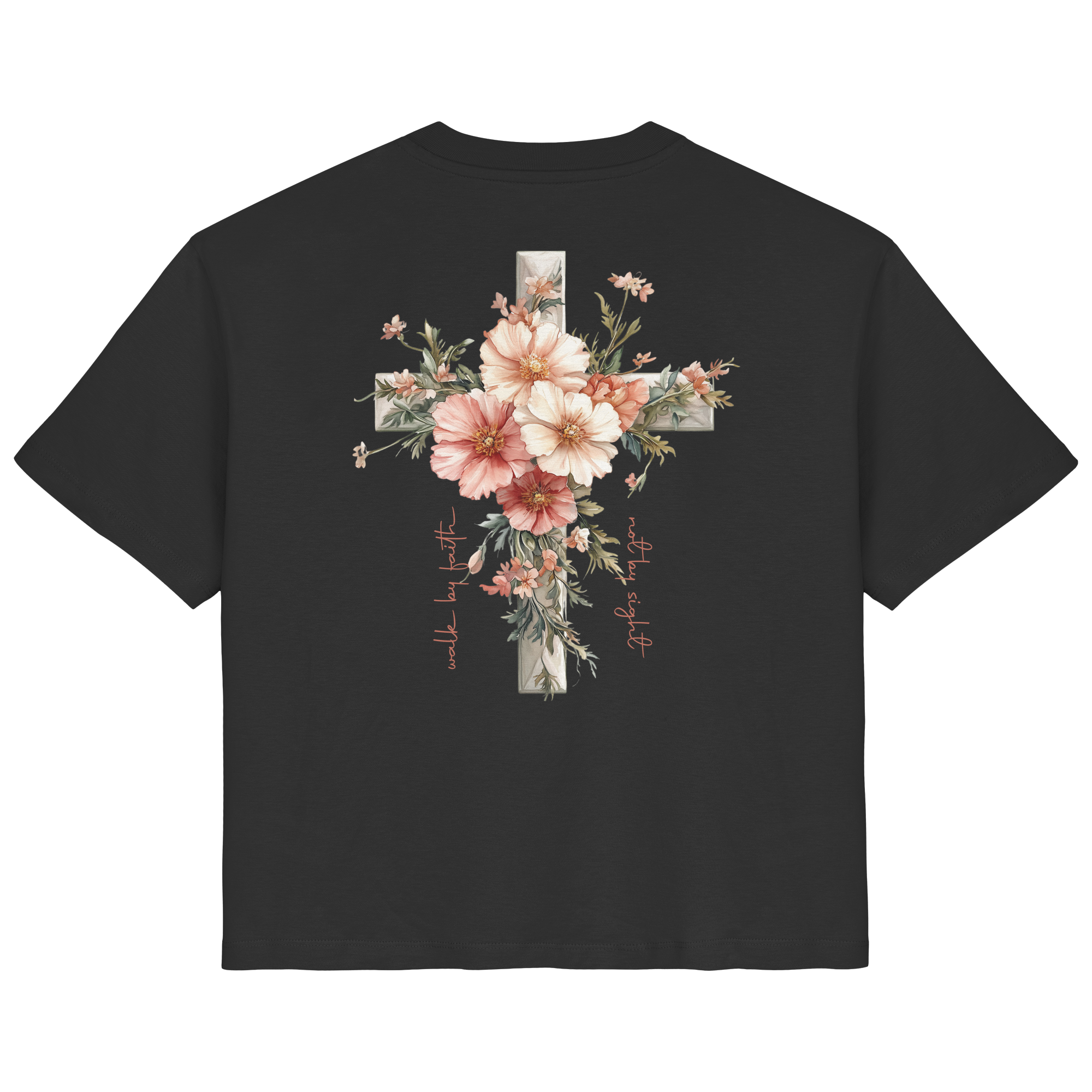 JESUS IS THE LIGHT CROSS FLOWERS - Frauen T-Shirt Bio Baumwolle