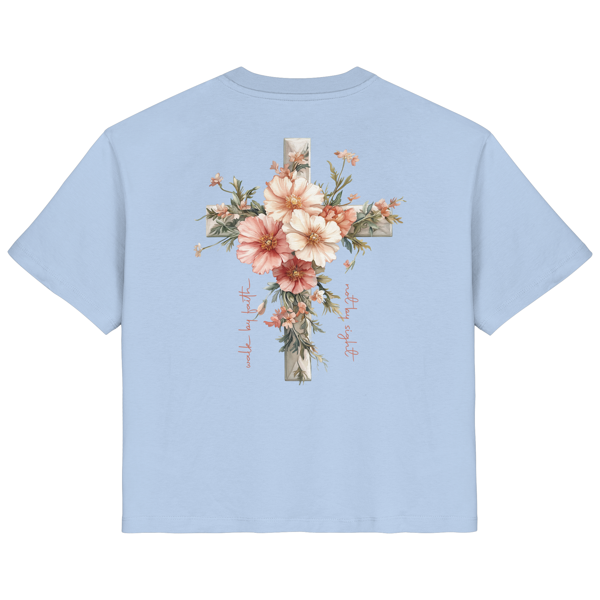 JESUS IS THE LIGHT CROSS FLOWERS - Frauen T-Shirt Bio Baumwolle