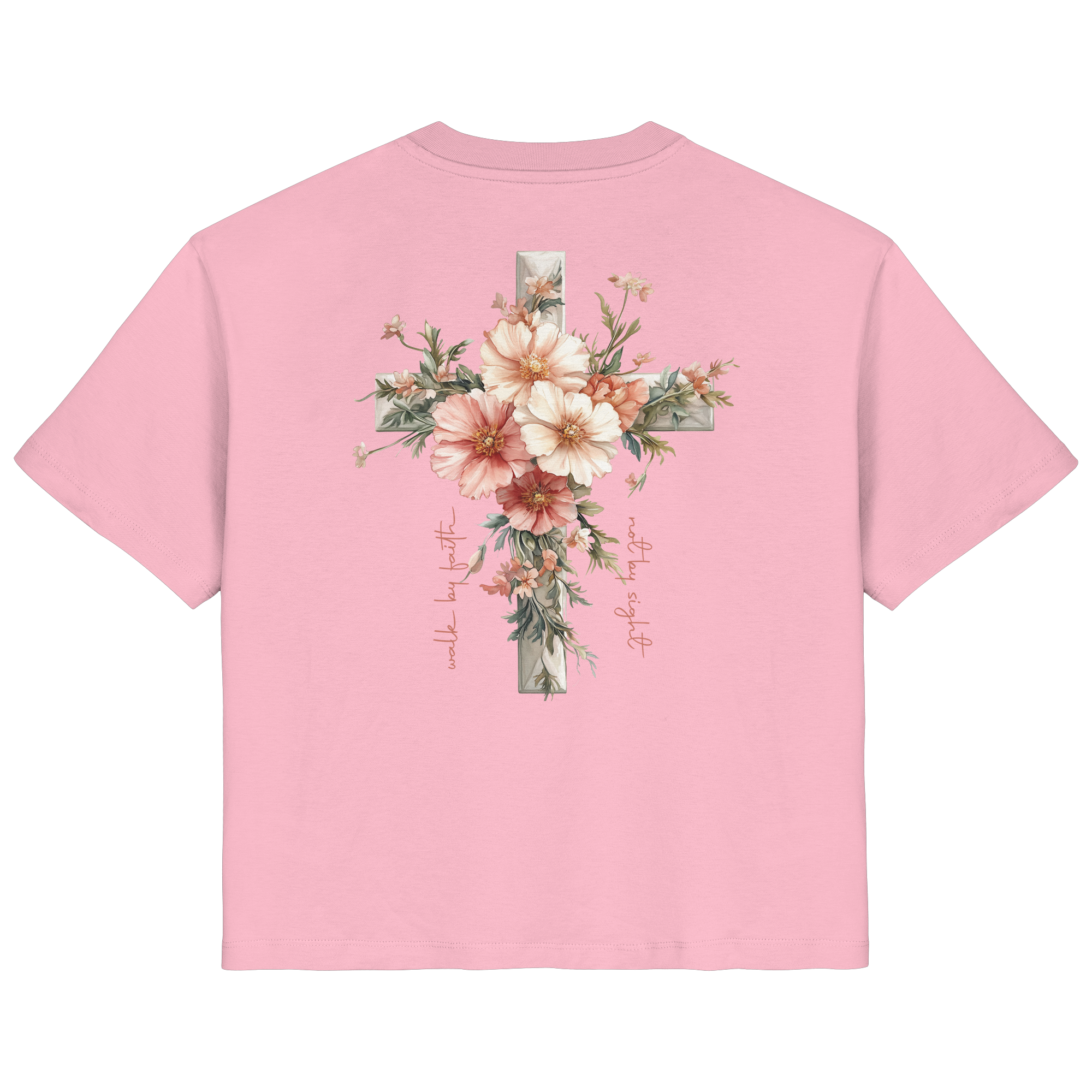 JESUS IS THE LIGHT CROSS FLOWERS - Frauen T-Shirt Bio Baumwolle
