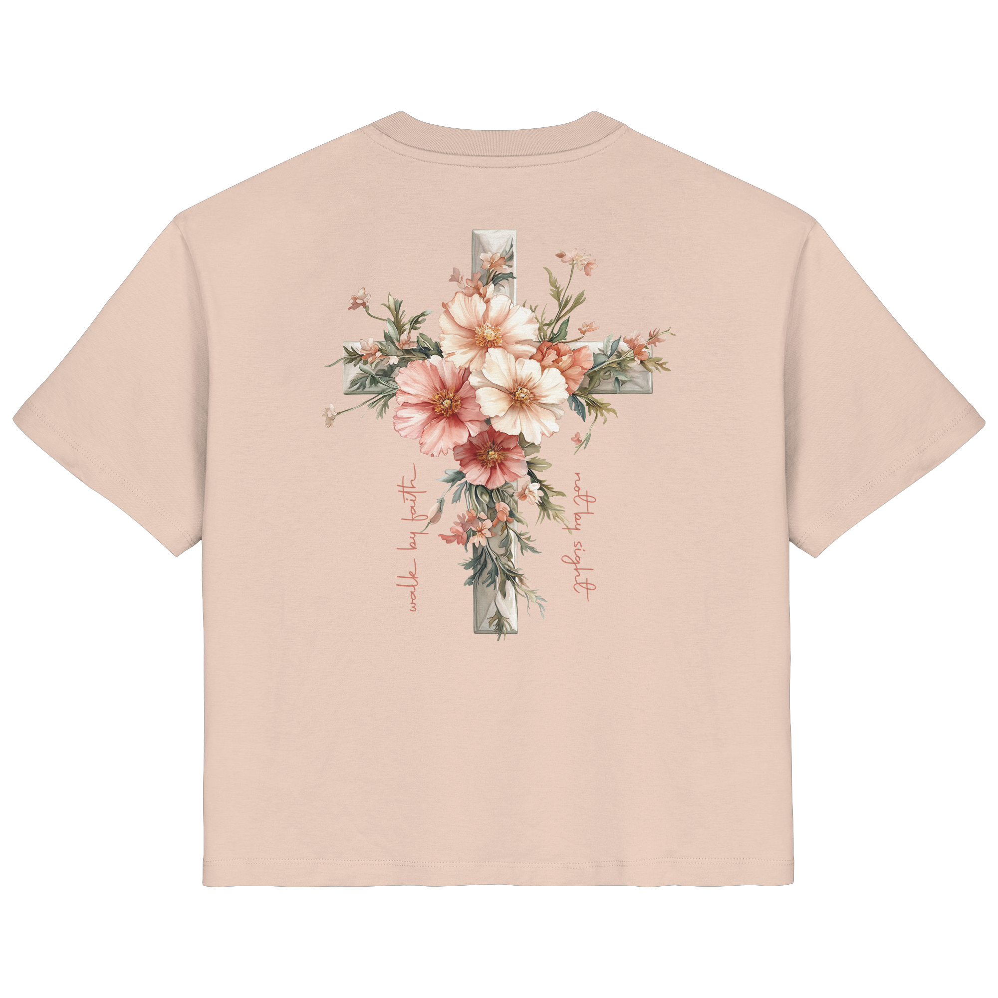 JESUS IS THE LIGHT CROSS FLOWERS - Frauen T-Shirt Bio Baumwolle