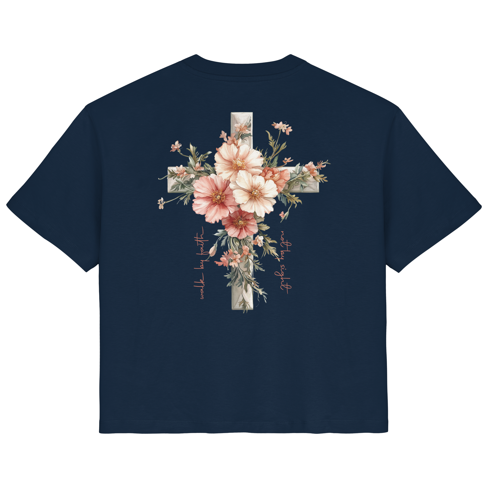 JESUS IS THE LIGHT CROSS FLOWERS - Frauen T-Shirt Bio Baumwolle