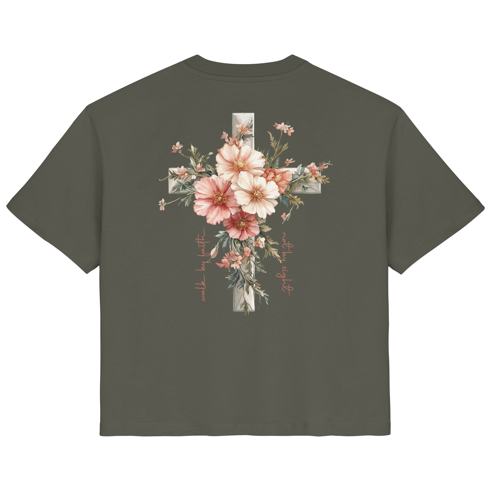 JESUS IS THE LIGHT CROSS FLOWERS - Frauen T-Shirt Bio Baumwolle
