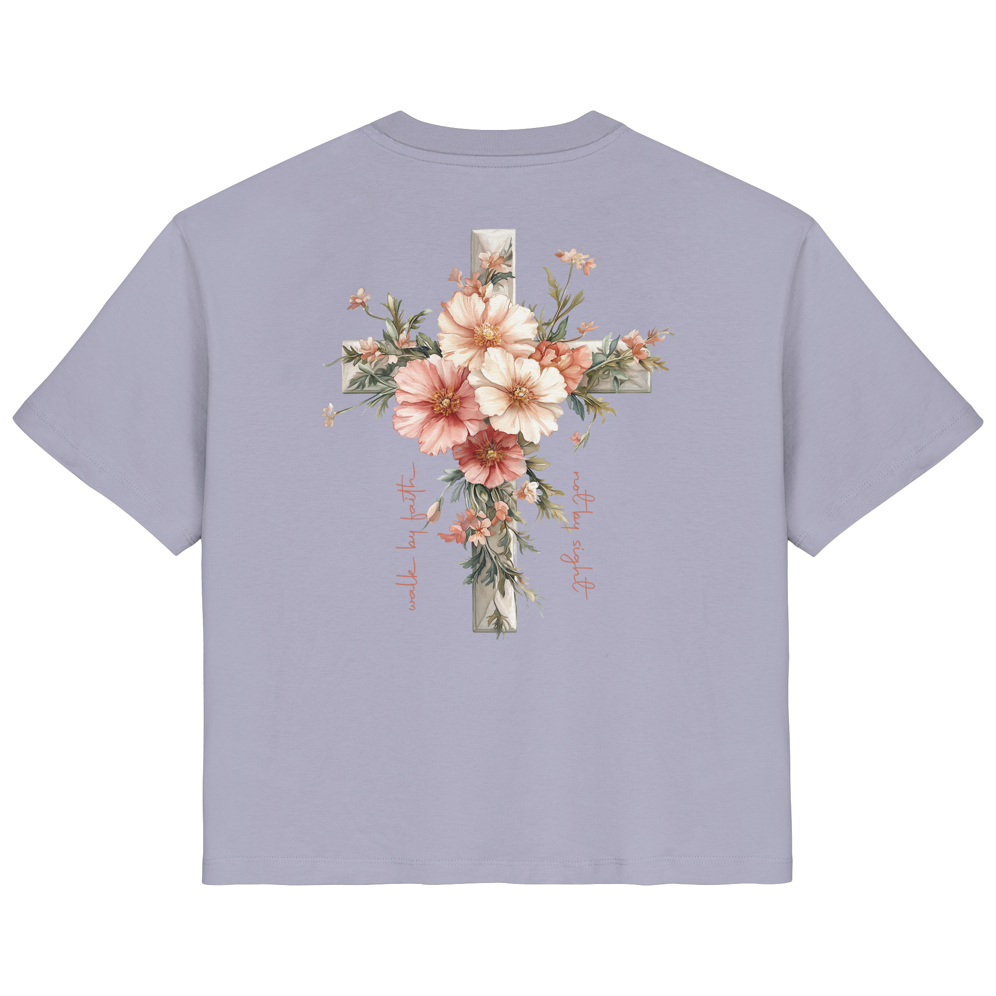 JESUS IS THE LIGHT CROSS FLOWERS - Frauen T-Shirt Bio Baumwolle