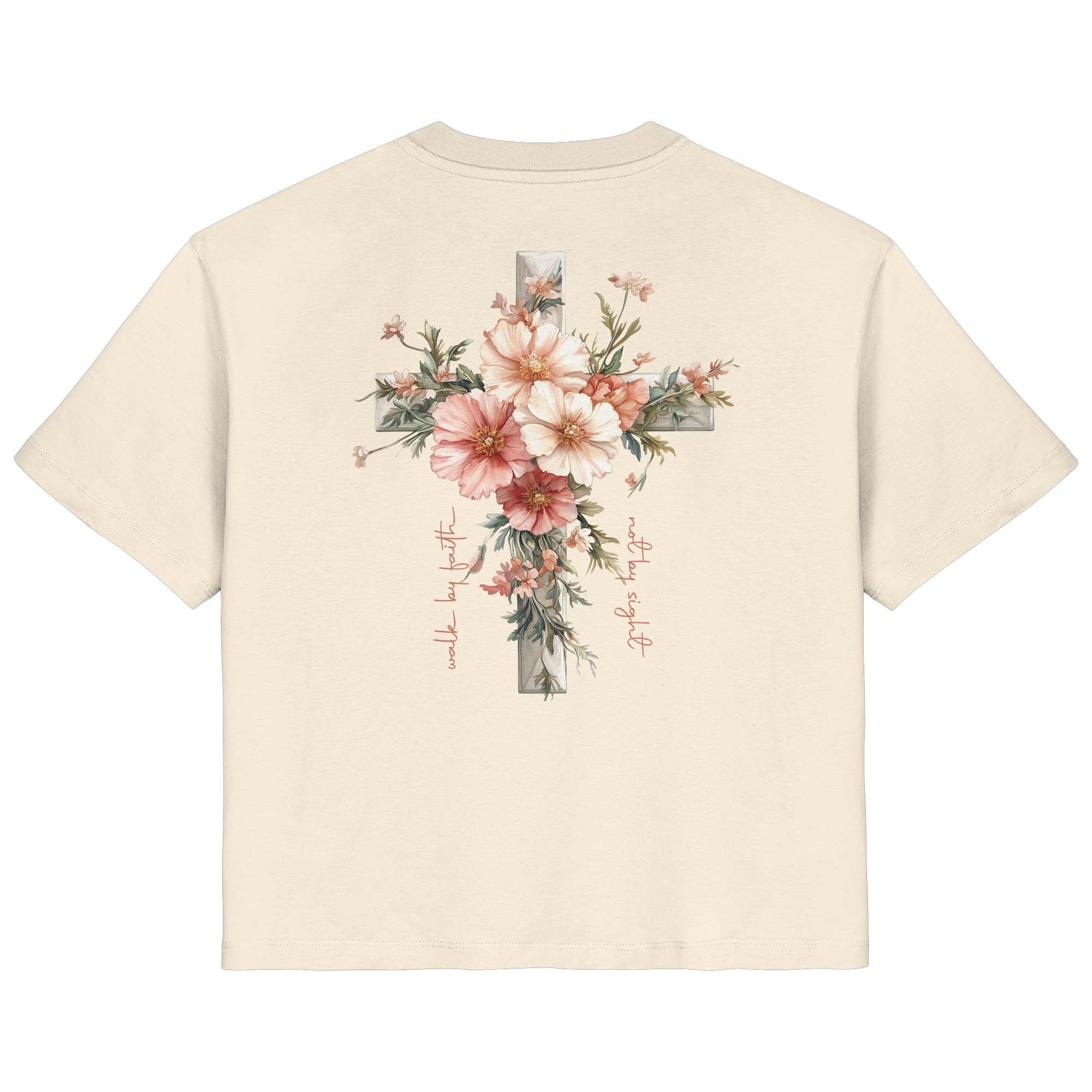 JESUS IS THE LIGHT CROSS FLOWERS - Frauen T-Shirt Bio Baumwolle