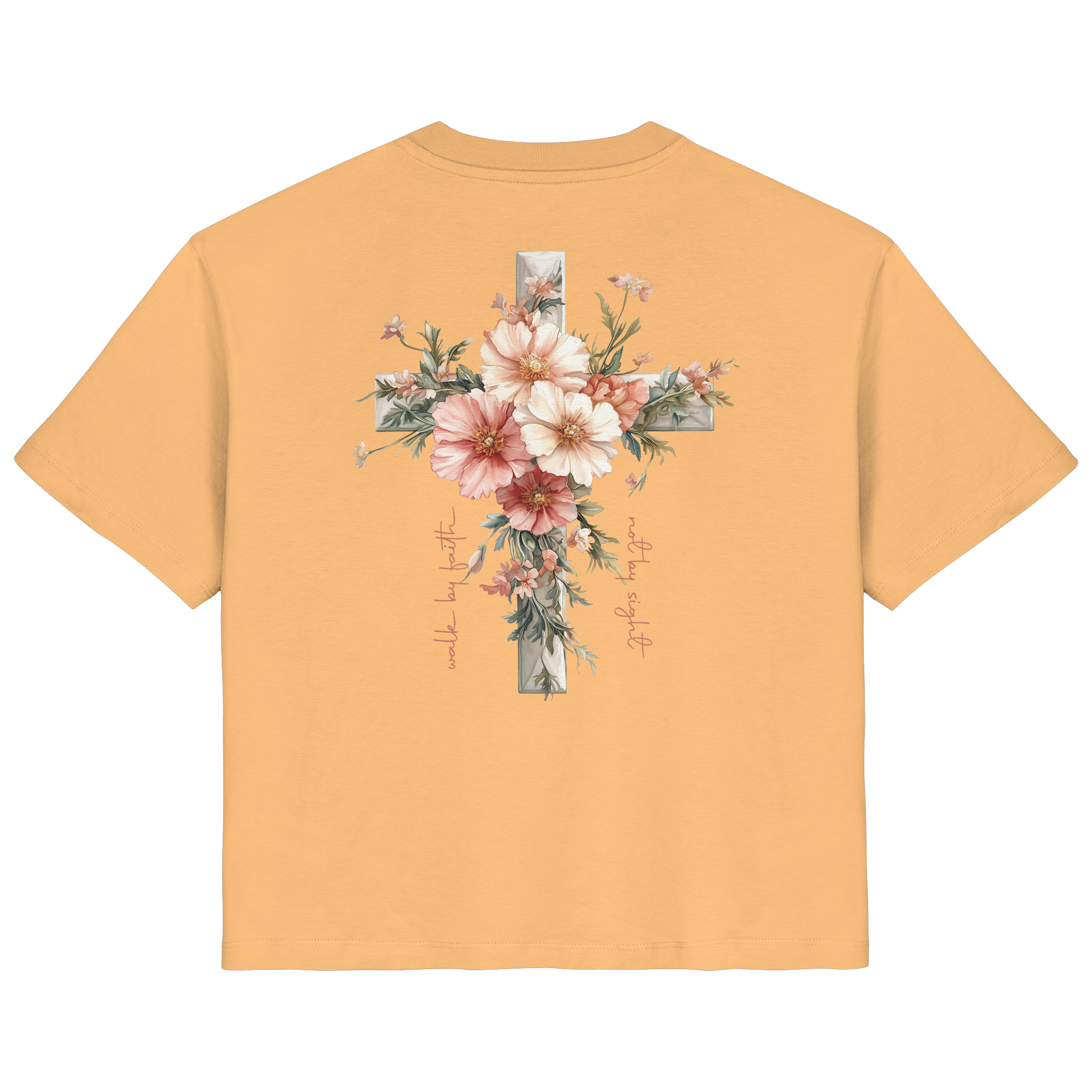 JESUS IS THE LIGHT CROSS FLOWERS - Frauen T-Shirt Bio Baumwolle