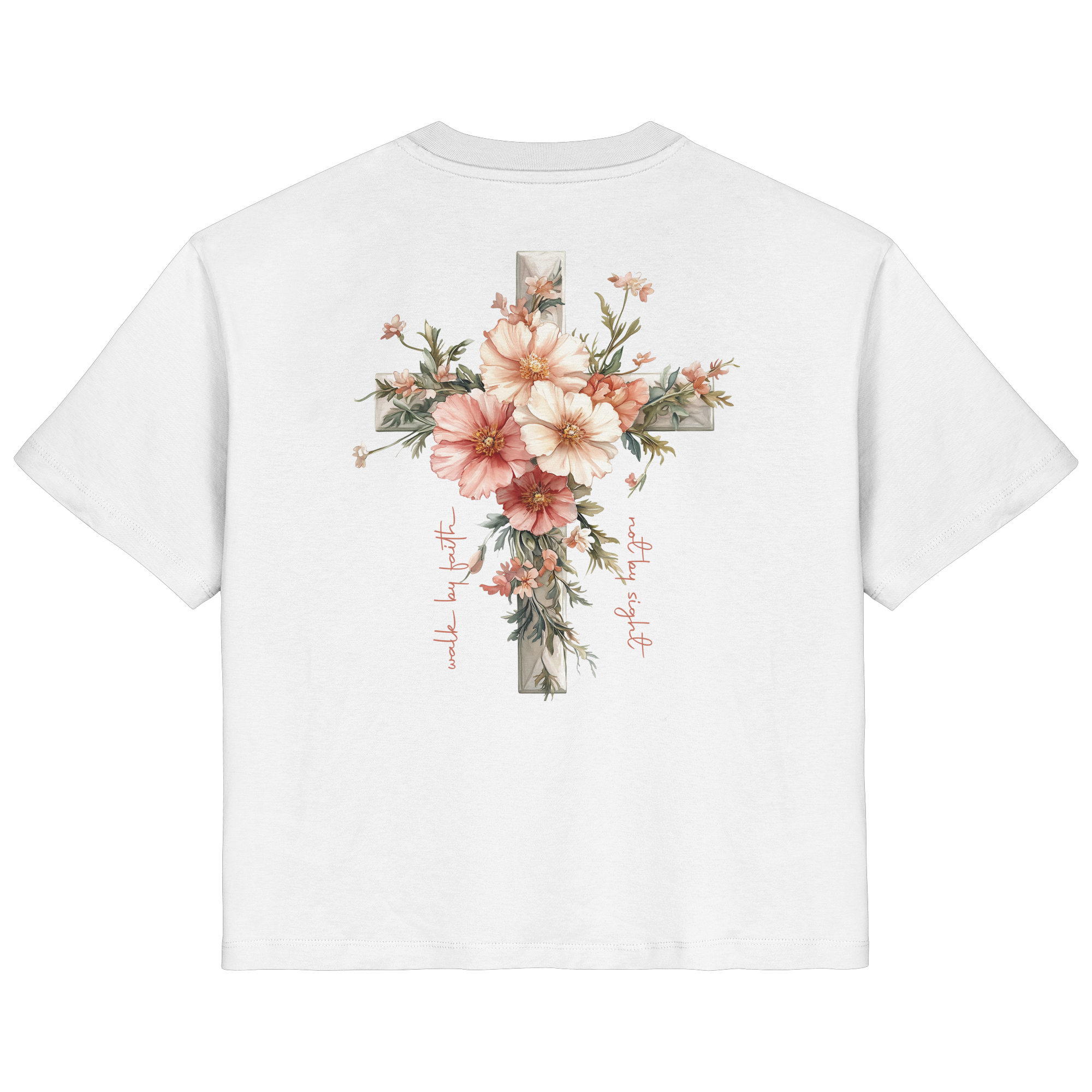 JESUS IS THE LIGHT CROSS FLOWERS - Frauen T-Shirt Bio Baumwolle