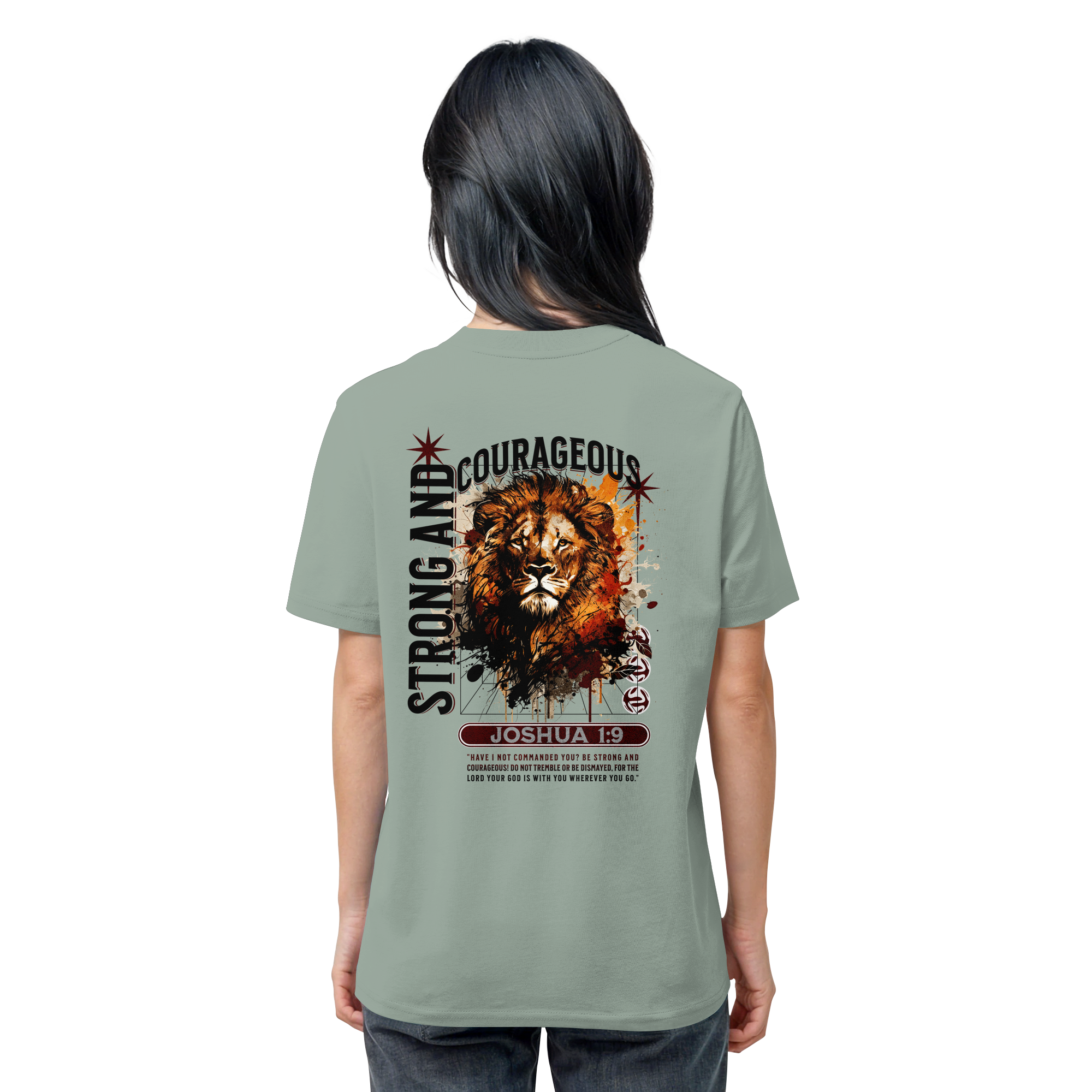 BE STRONG AND COURAGEOUS LION - T-Shirt Bio Baumwolle