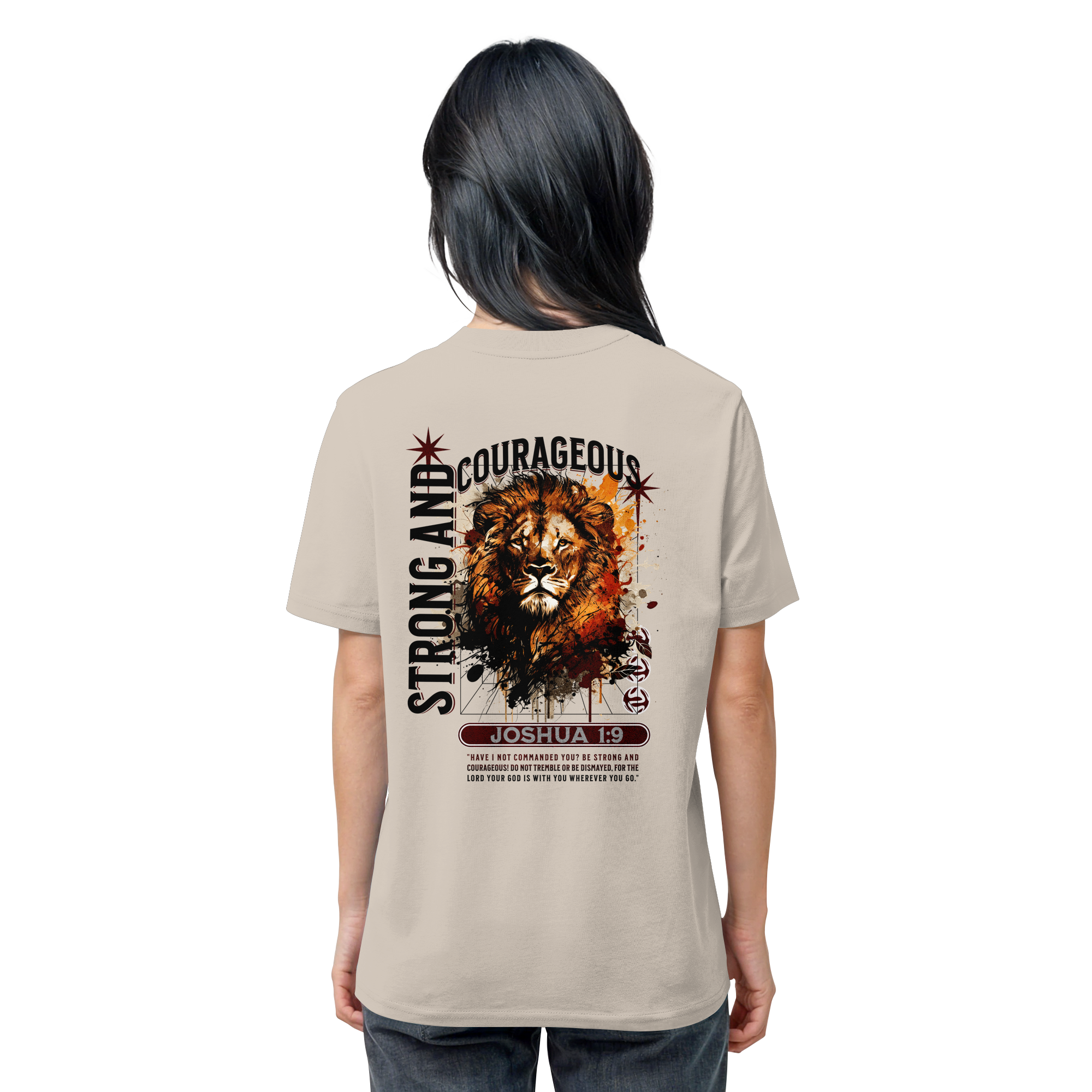 BE STRONG AND COURAGEOUS LION - T-Shirt Bio Baumwolle