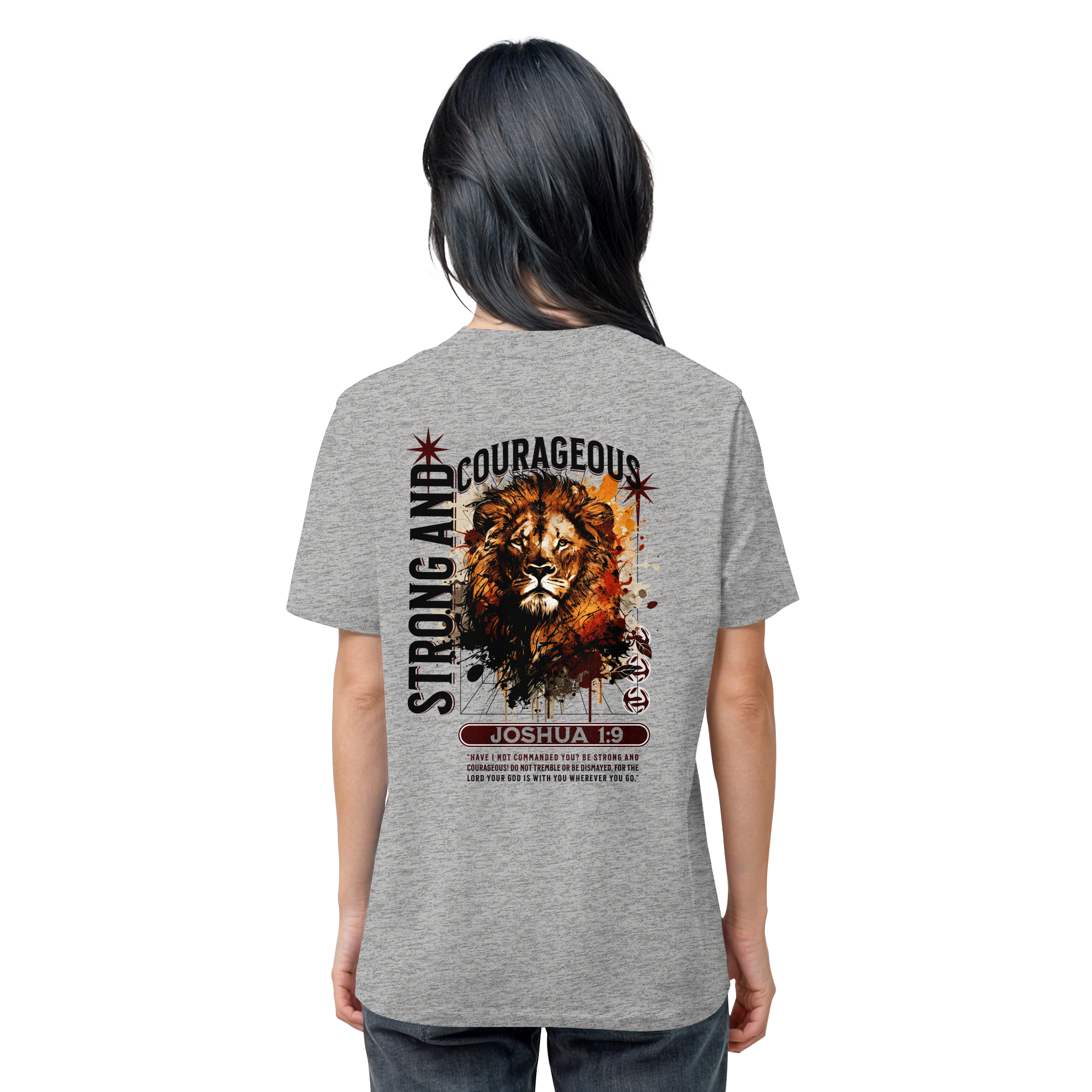 BE STRONG AND COURAGEOUS LION - T-Shirt Bio Baumwolle