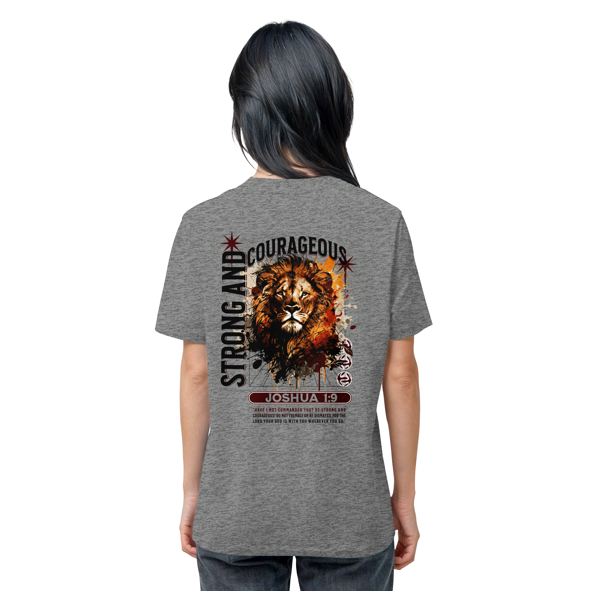 BE STRONG AND COURAGEOUS LION - T-Shirt Bio Baumwolle