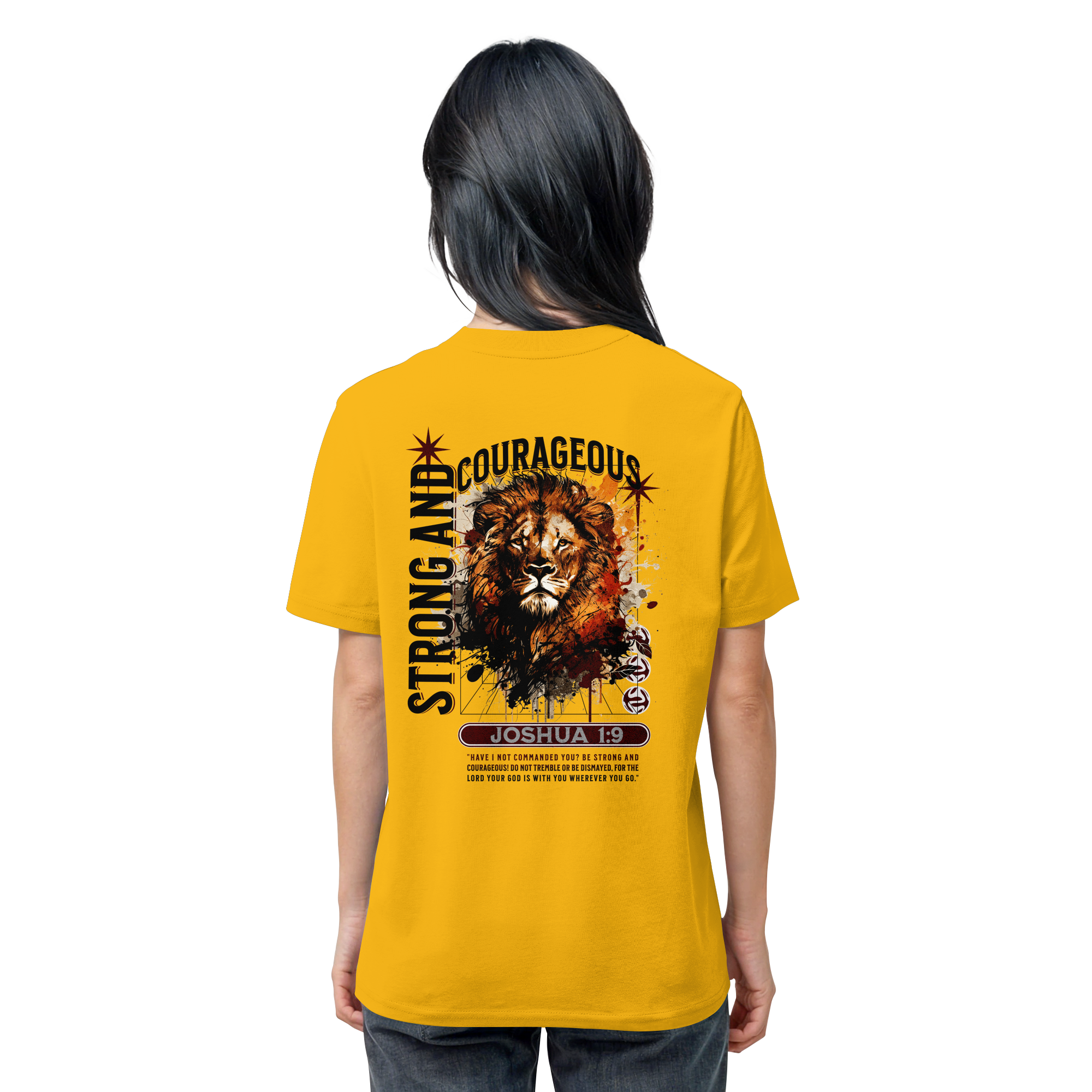 BE STRONG AND COURAGEOUS LION - T-Shirt Bio Baumwolle