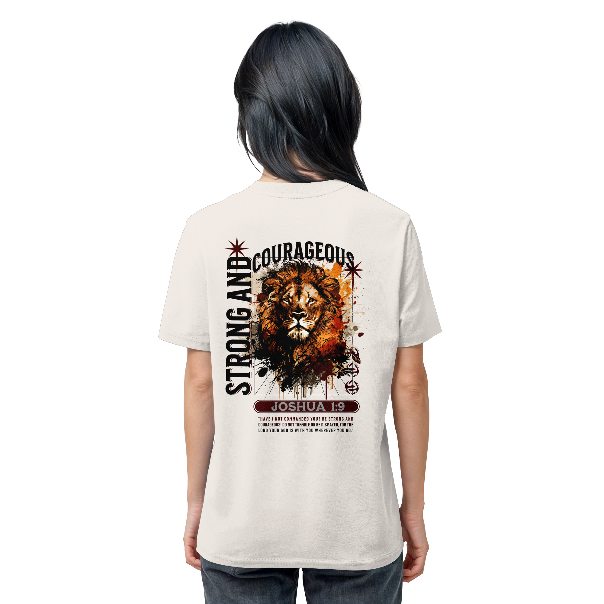 BE STRONG AND COURAGEOUS LION - T-Shirt Bio Baumwolle