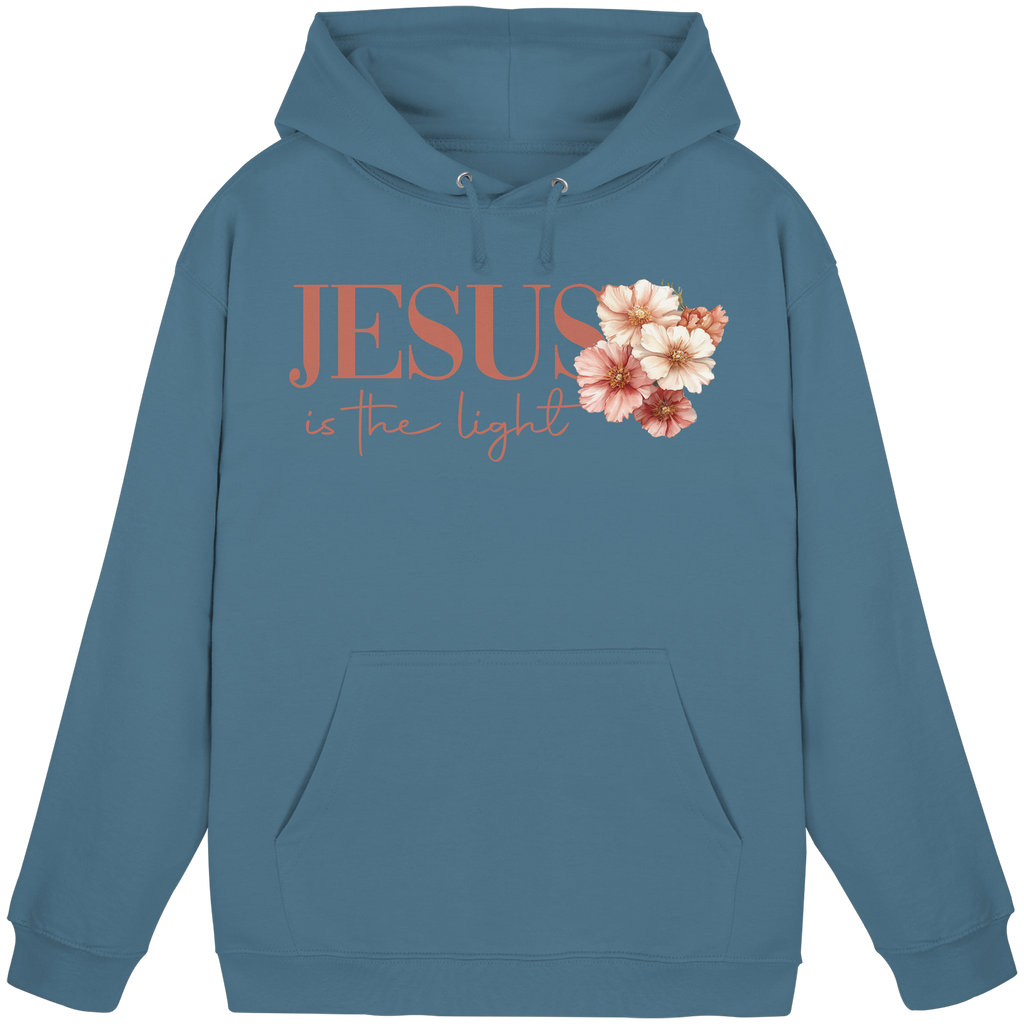 JESUS IS THE LIGHT CROSS FLOWERS - Basic Unisex Hoodie