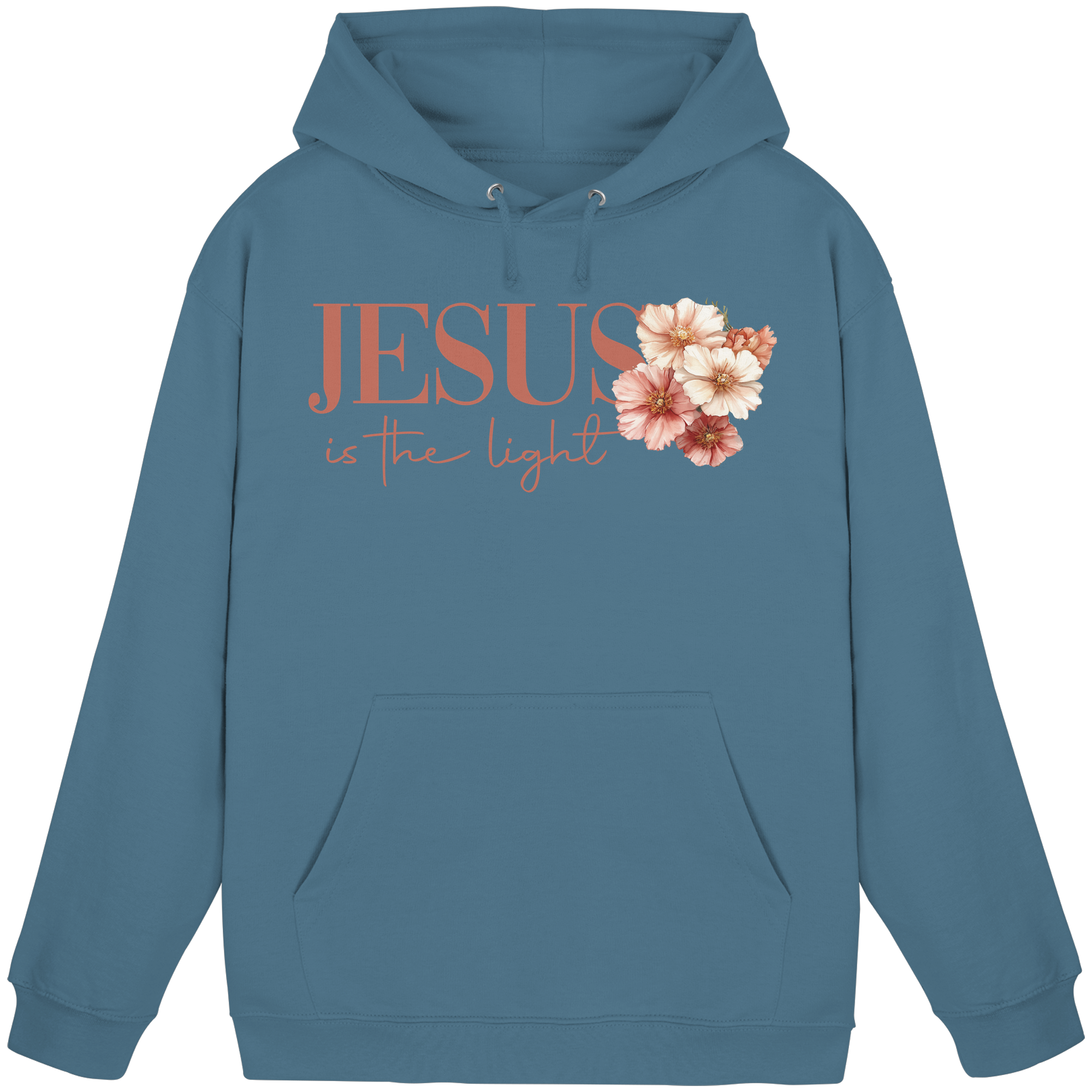 JESUS IS THE LIGHT CROSS FLOWERS - Basic Unisex Hoodie