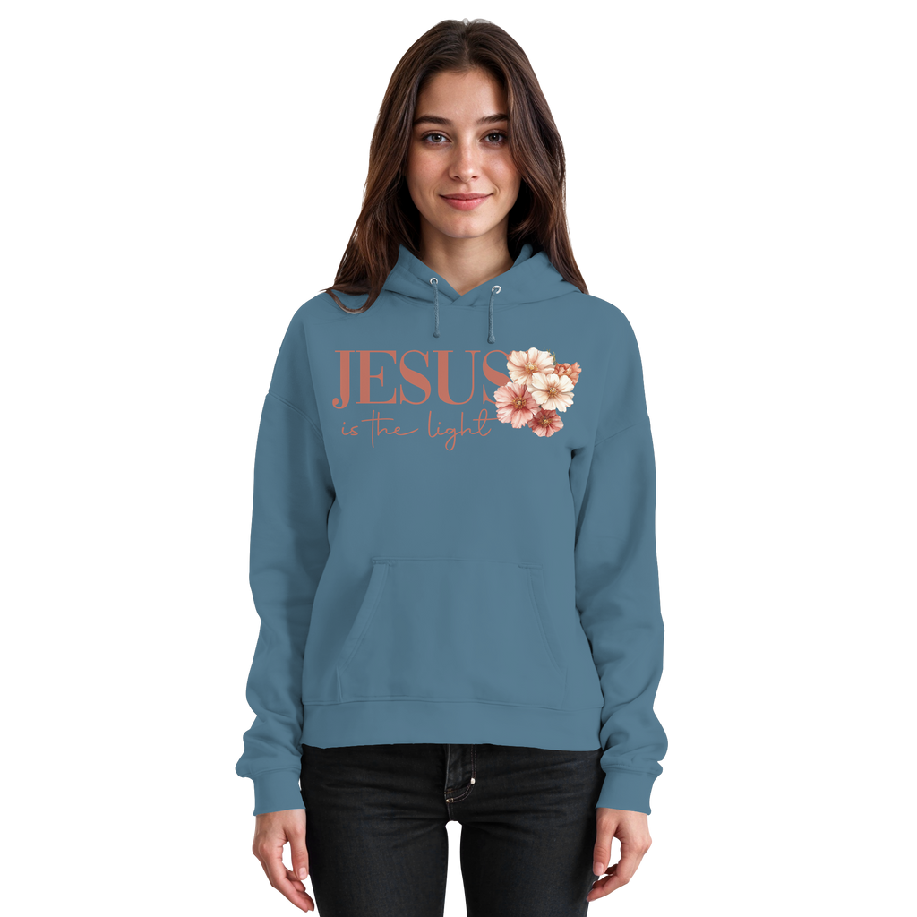 JESUS IS THE LIGHT CROSS FLOWERS - Basic Unisex Hoodie