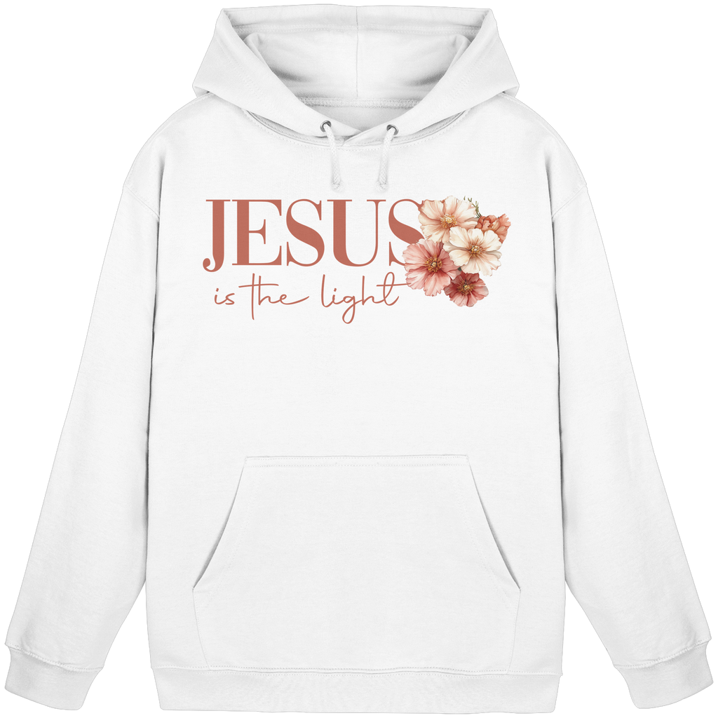 JESUS IS THE LIGHT CROSS FLOWERS - Basic Unisex Hoodie