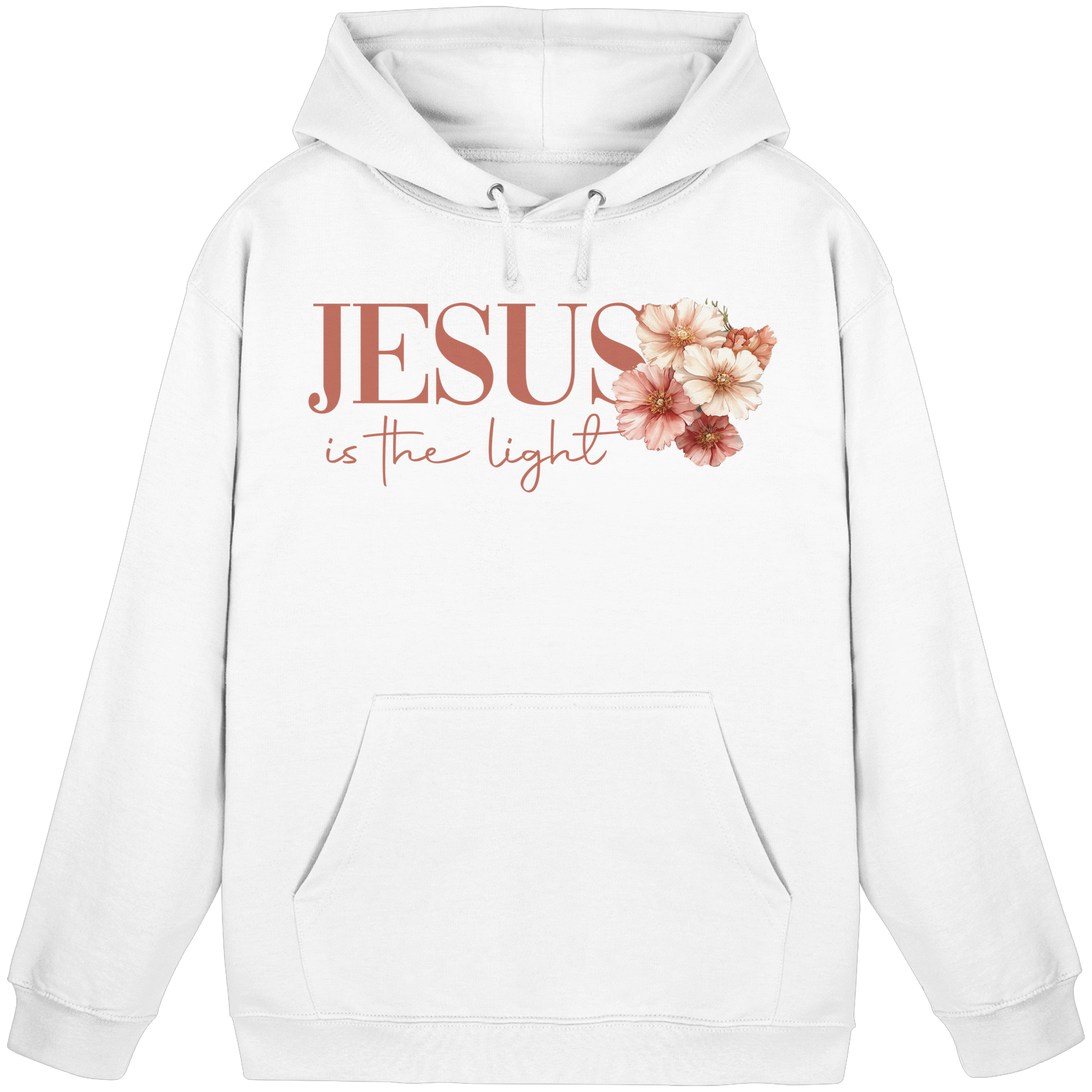 JESUS IS THE LIGHT CROSS FLOWERS - Basic Unisex Hoodie