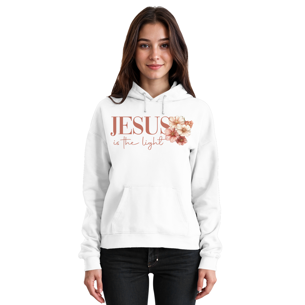 JESUS IS THE LIGHT CROSS FLOWERS - Basic Unisex Hoodie