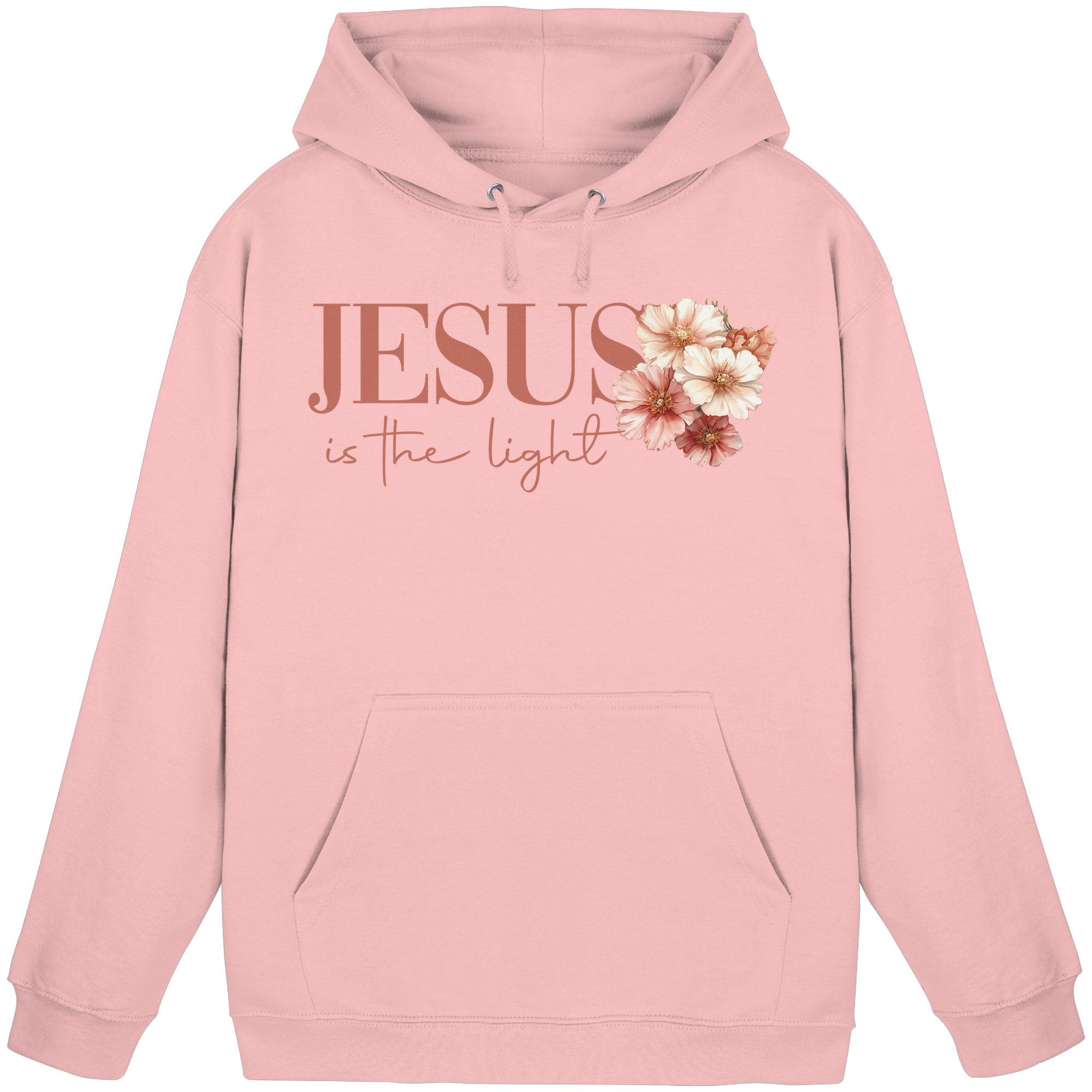 JESUS IS THE LIGHT CROSS FLOWERS - Basic Unisex Hoodie