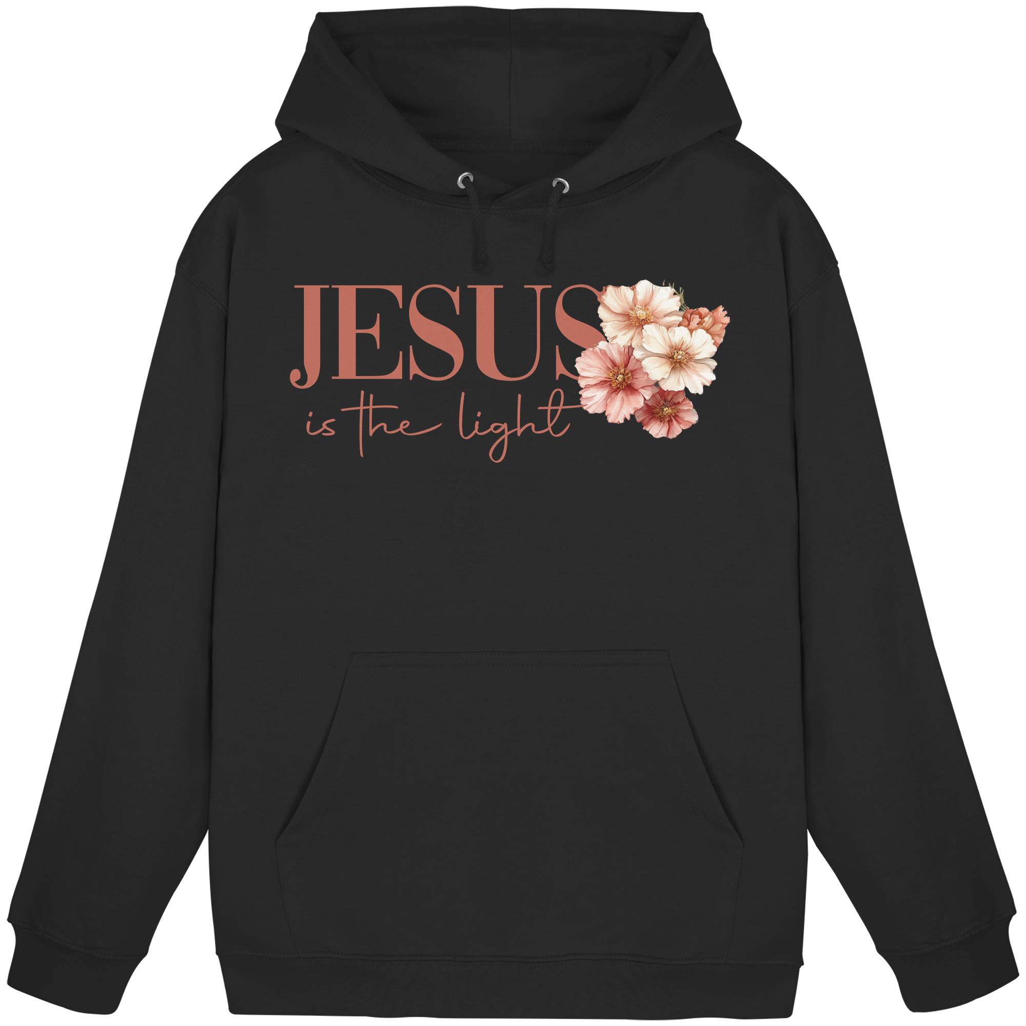 JESUS IS THE LIGHT CROSS FLOWERS - Basic Unisex Hoodie