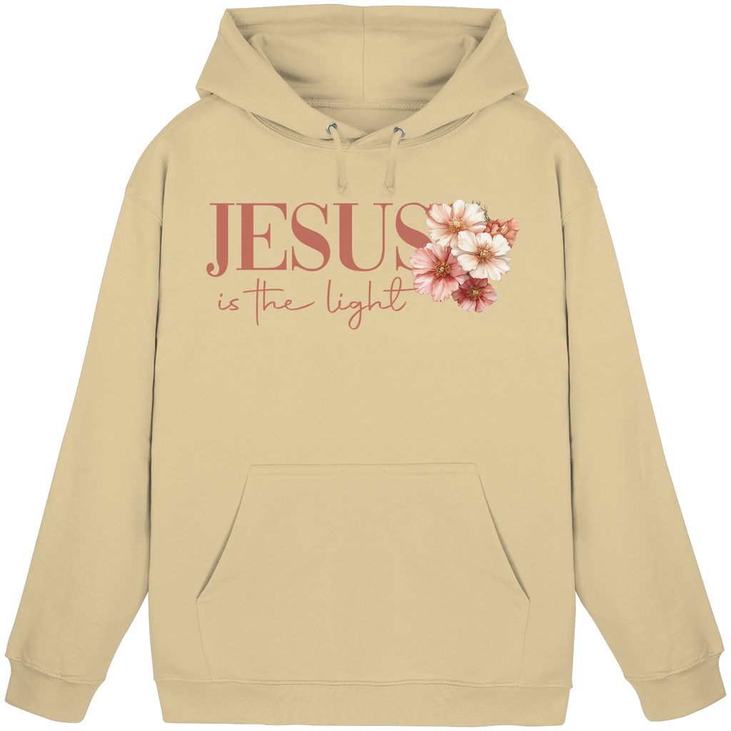 JESUS IS THE LIGHT CROSS FLOWERS - Basic Unisex Hoodie