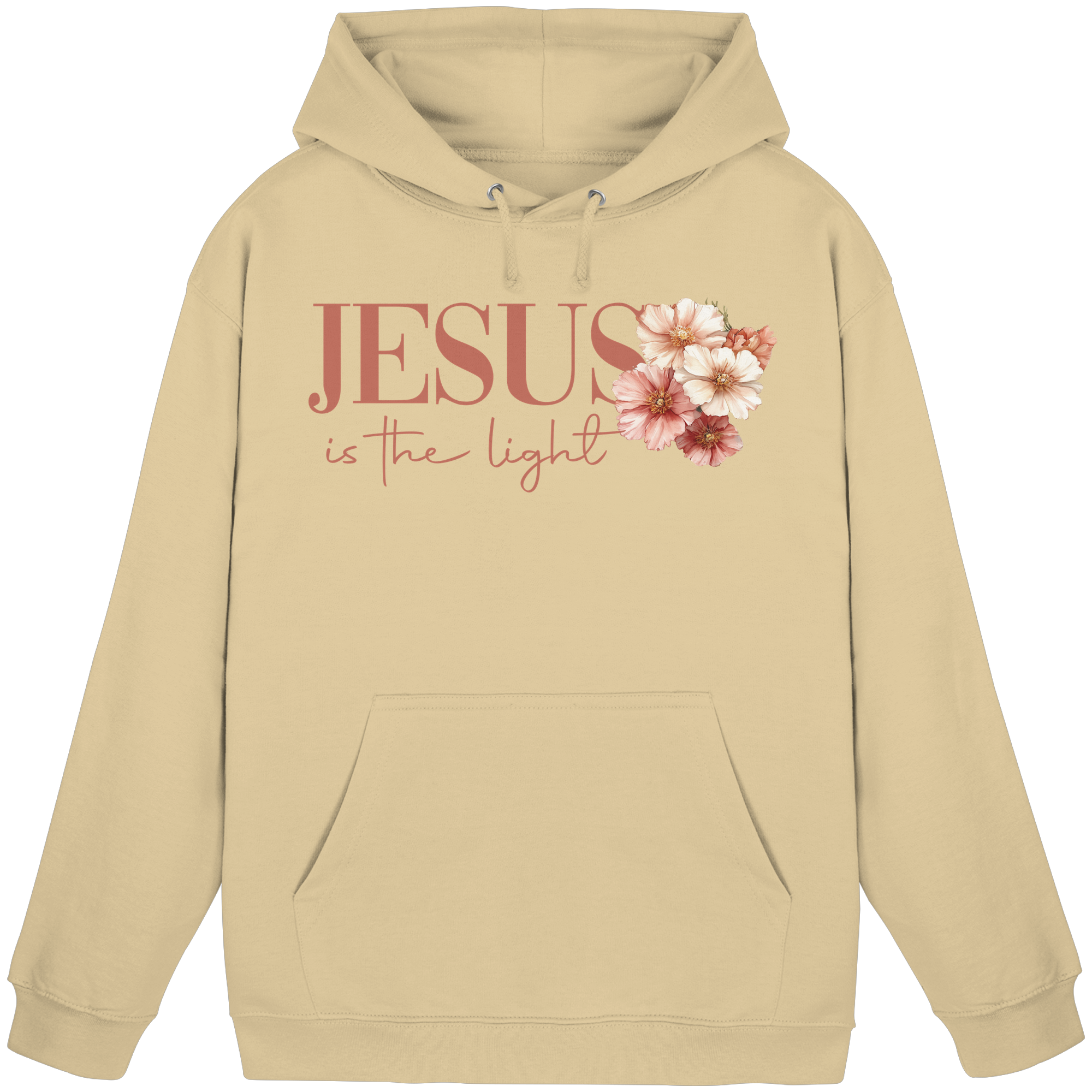 JESUS IS THE LIGHT CROSS FLOWERS - Basic Unisex Hoodie