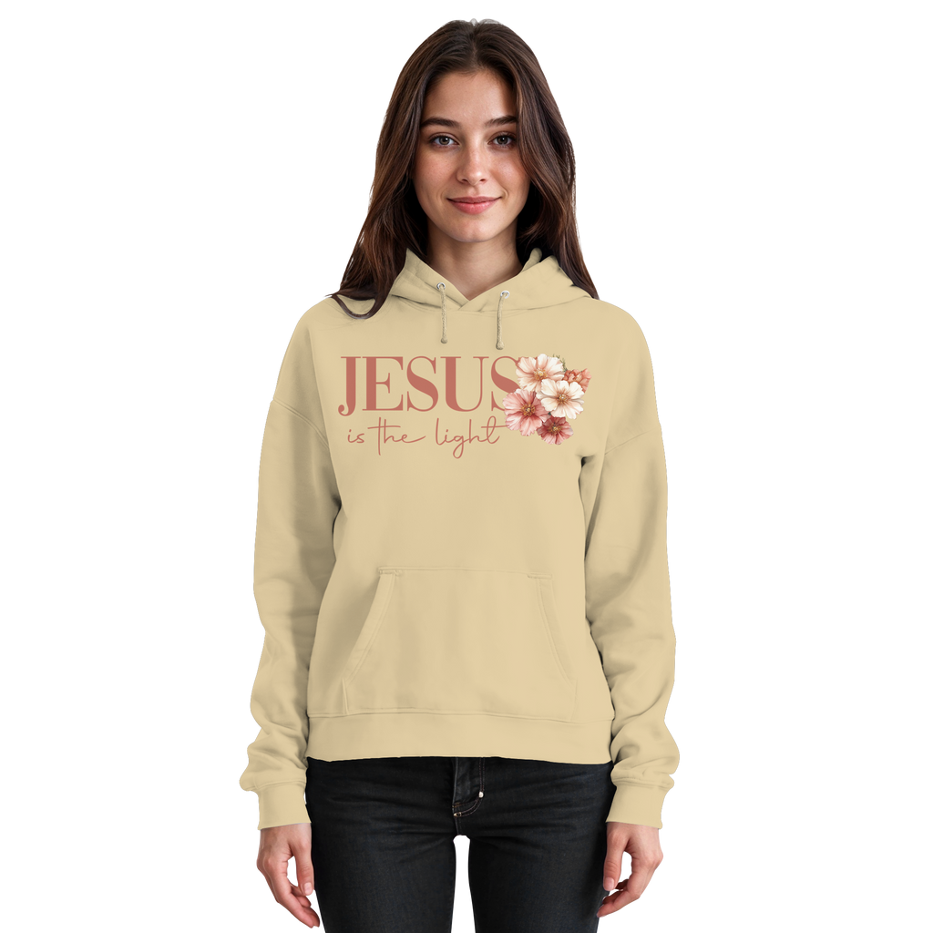 JESUS IS THE LIGHT CROSS FLOWERS - Basic Unisex Hoodie