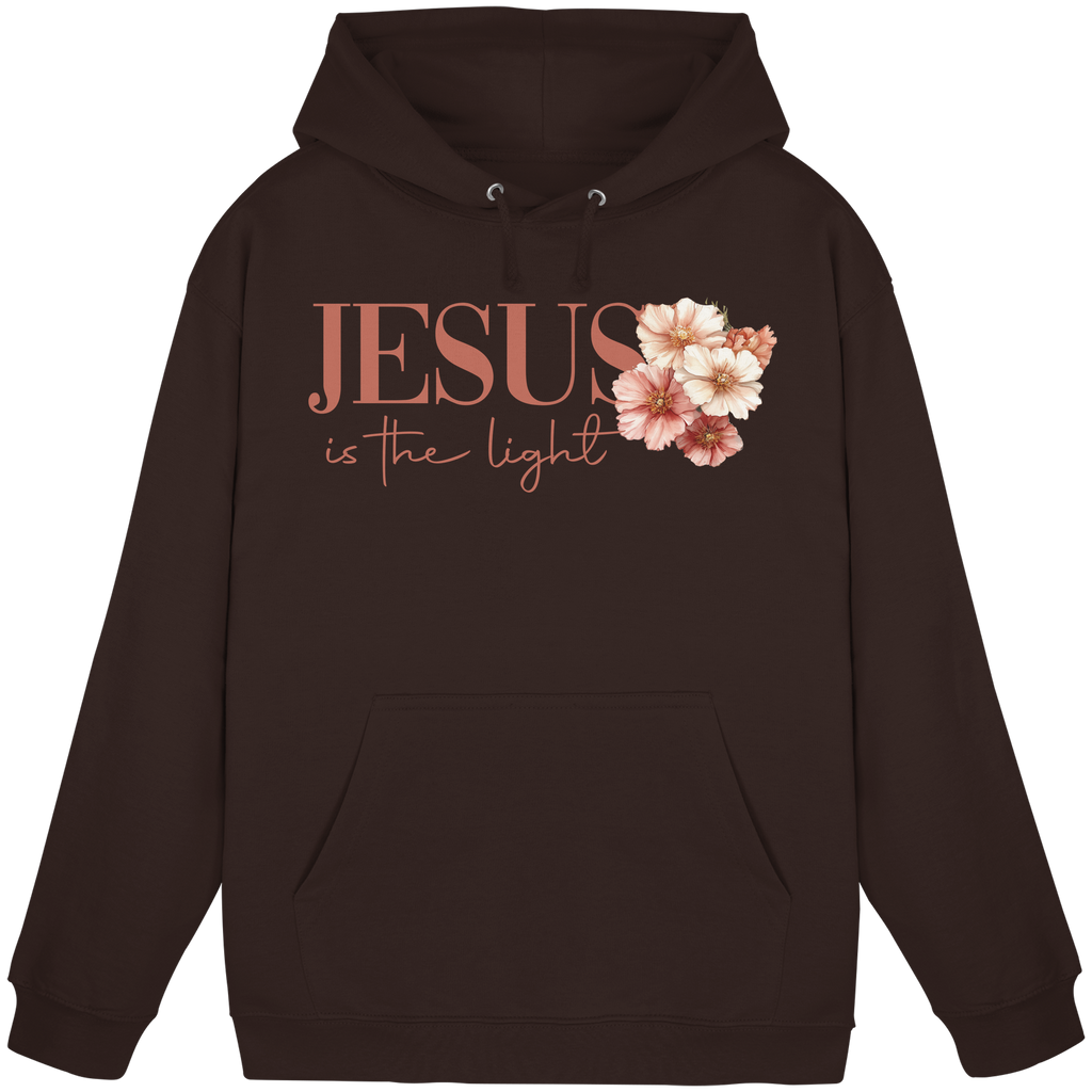 JESUS IS THE LIGHT CROSS FLOWERS - Basic Unisex Hoodie