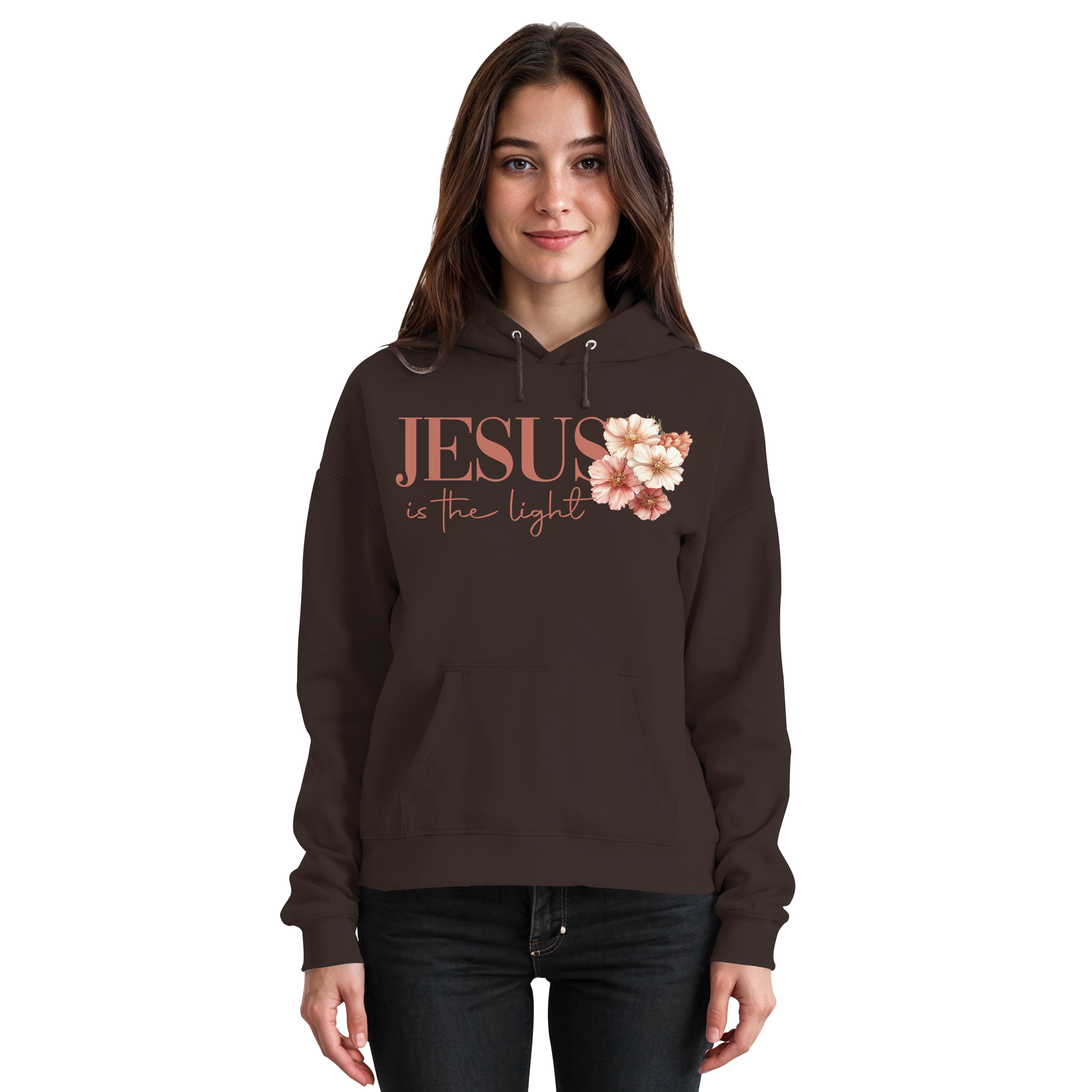 JESUS IS THE LIGHT CROSS FLOWERS - Basic Unisex Hoodie
