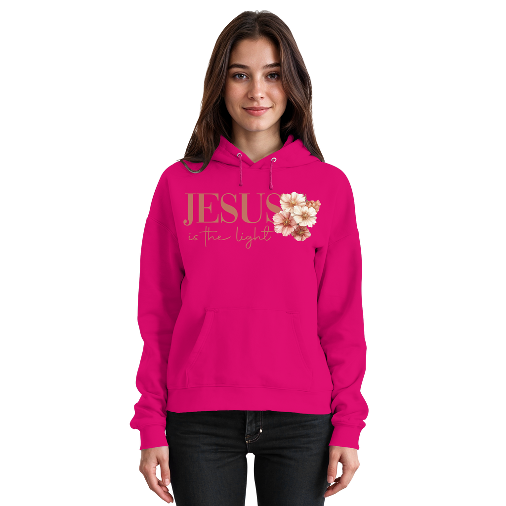 JESUS IS THE LIGHT CROSS FLOWERS - Basic Unisex Hoodie