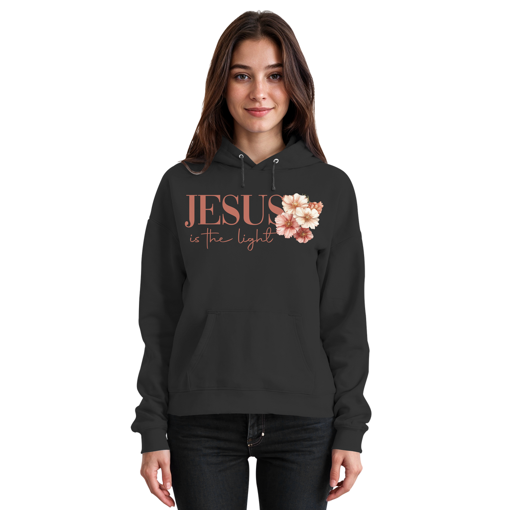 JESUS IS THE LIGHT CROSS FLOWERS - Basic Unisex Hoodie