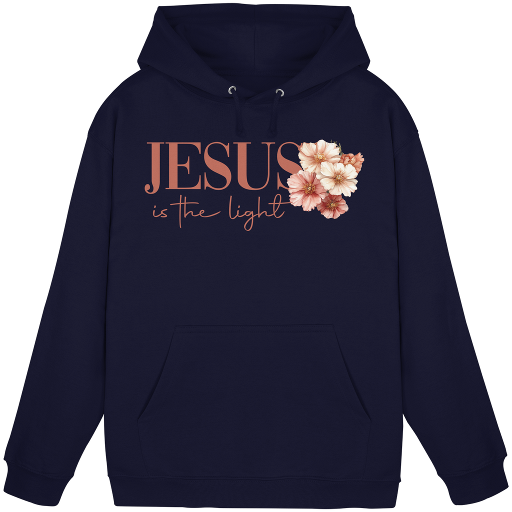 JESUS IS THE LIGHT CROSS FLOWERS - Basic Unisex Hoodie