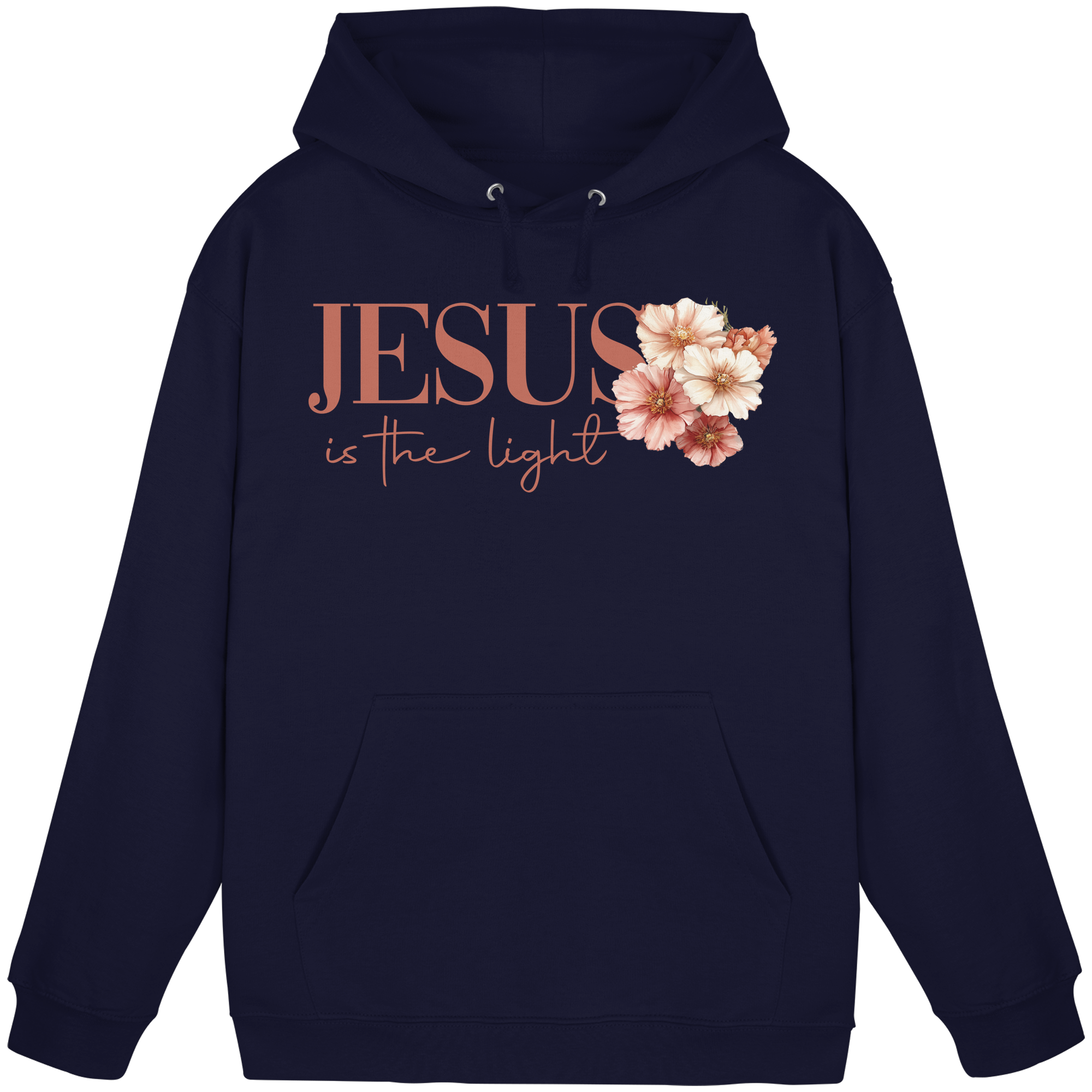 JESUS IS THE LIGHT CROSS FLOWERS - Basic Unisex Hoodie