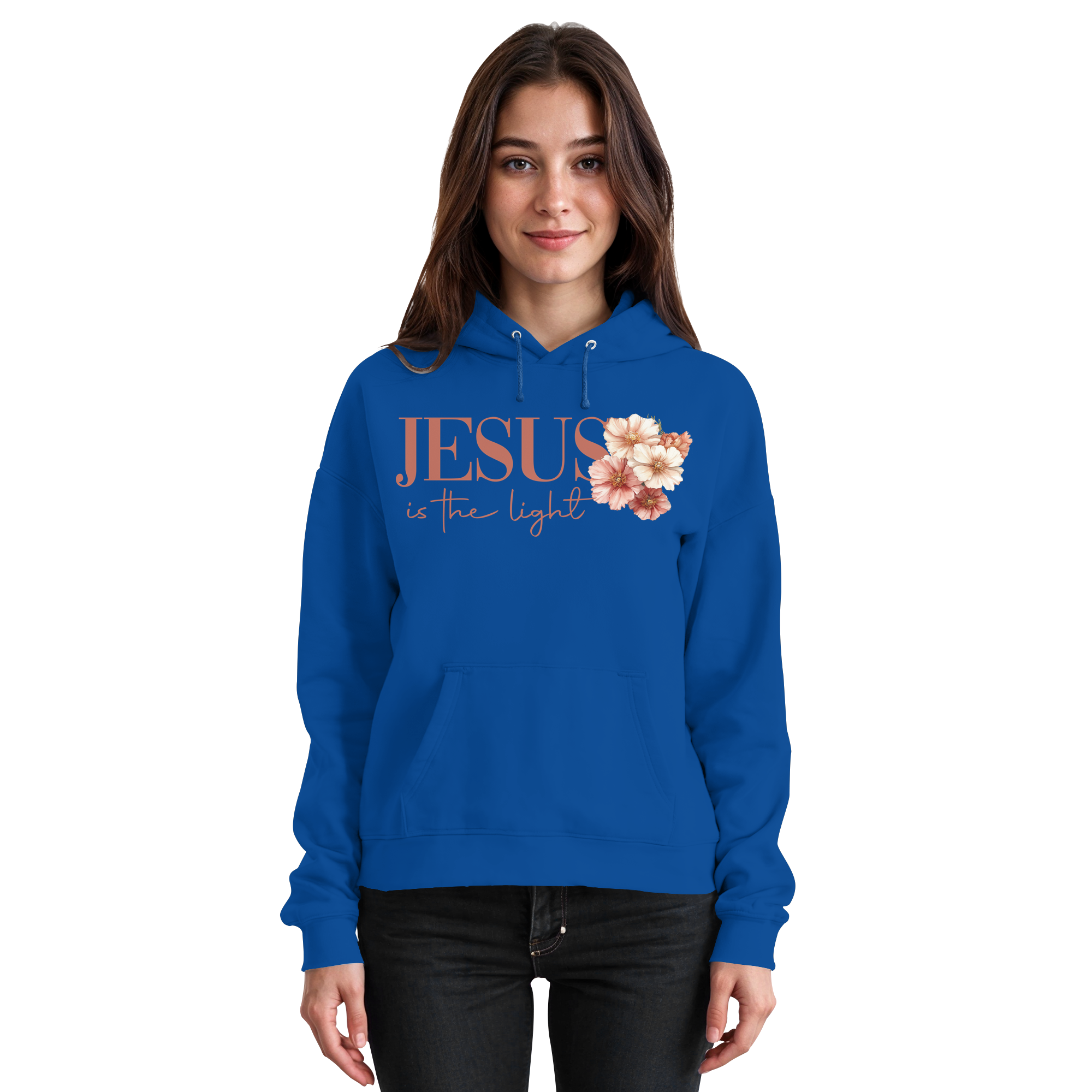 JESUS IS THE LIGHT CROSS FLOWERS - Basic Unisex Hoodie