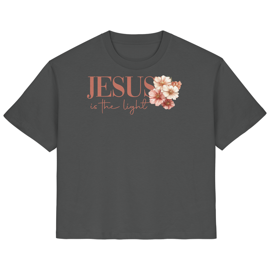 JESUS IS THE LIGHT CROSS FLOWERS - Frauen T-Shirt Bio Baumwolle