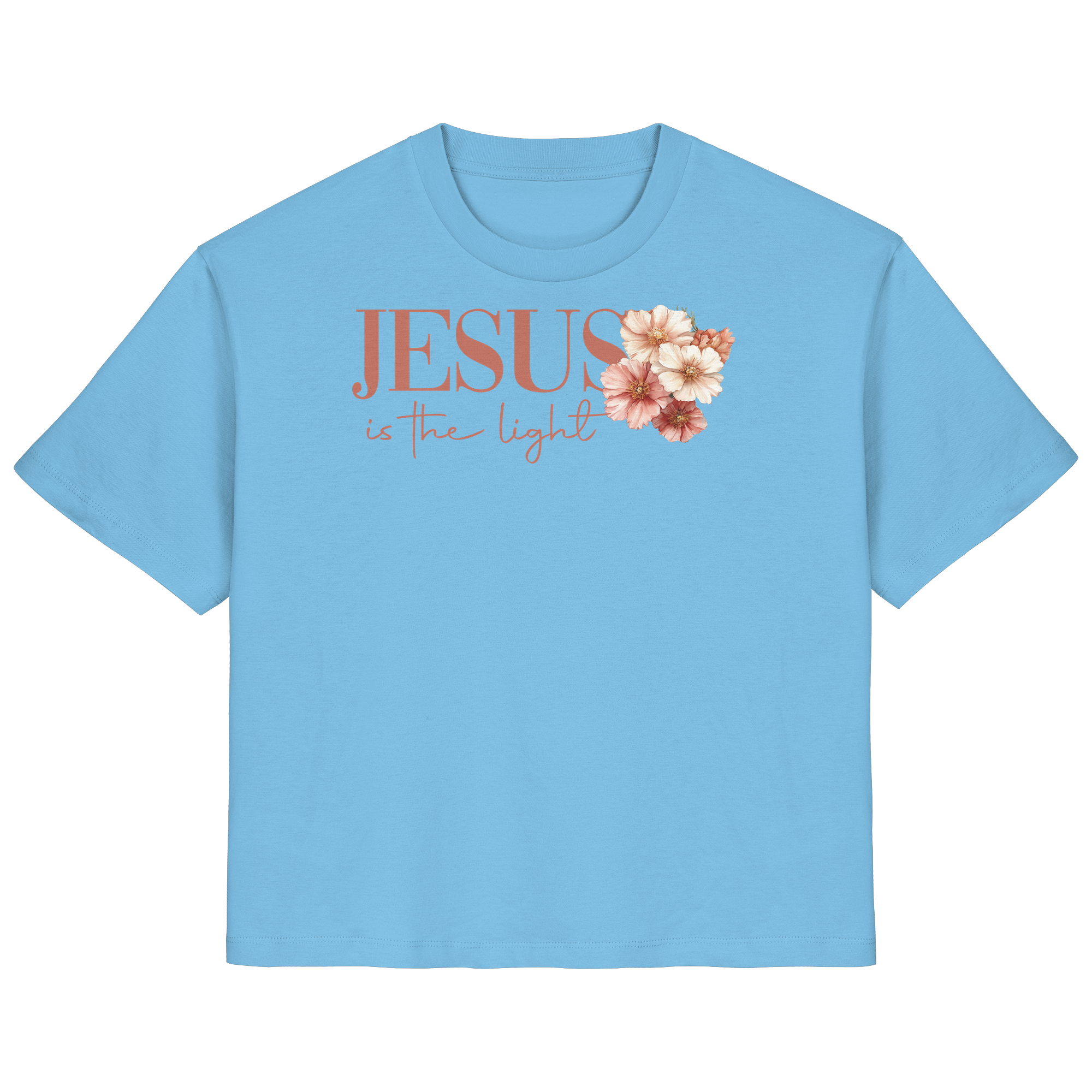 JESUS IS THE LIGHT CROSS FLOWERS - Frauen T-Shirt Bio Baumwolle