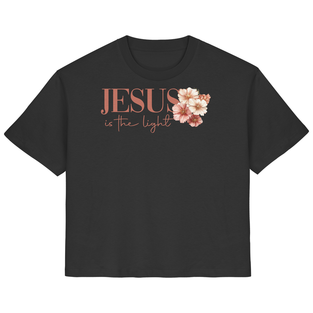 JESUS IS THE LIGHT CROSS FLOWERS - Frauen T-Shirt Bio Baumwolle