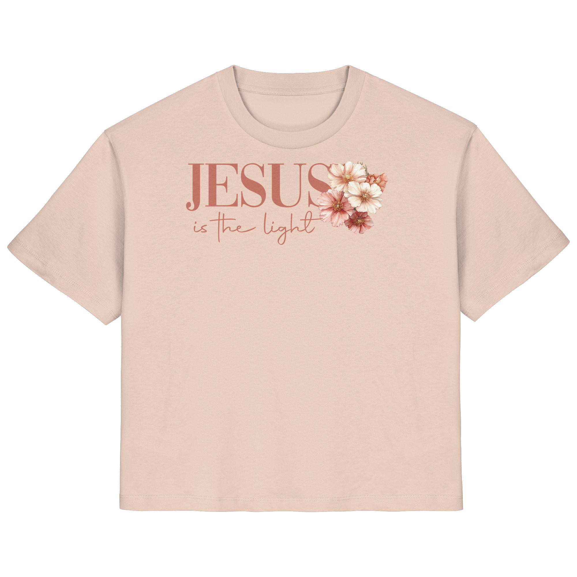 JESUS IS THE LIGHT CROSS FLOWERS - Frauen T-Shirt Bio Baumwolle