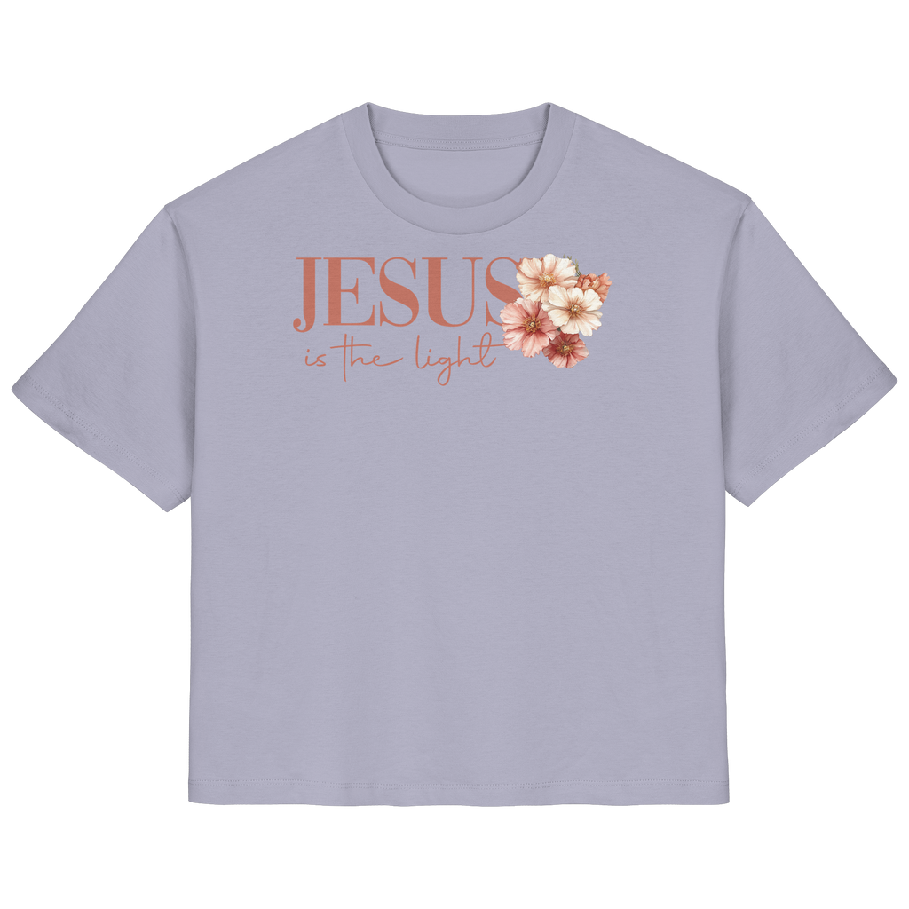 JESUS IS THE LIGHT CROSS FLOWERS - Frauen T-Shirt Bio Baumwolle