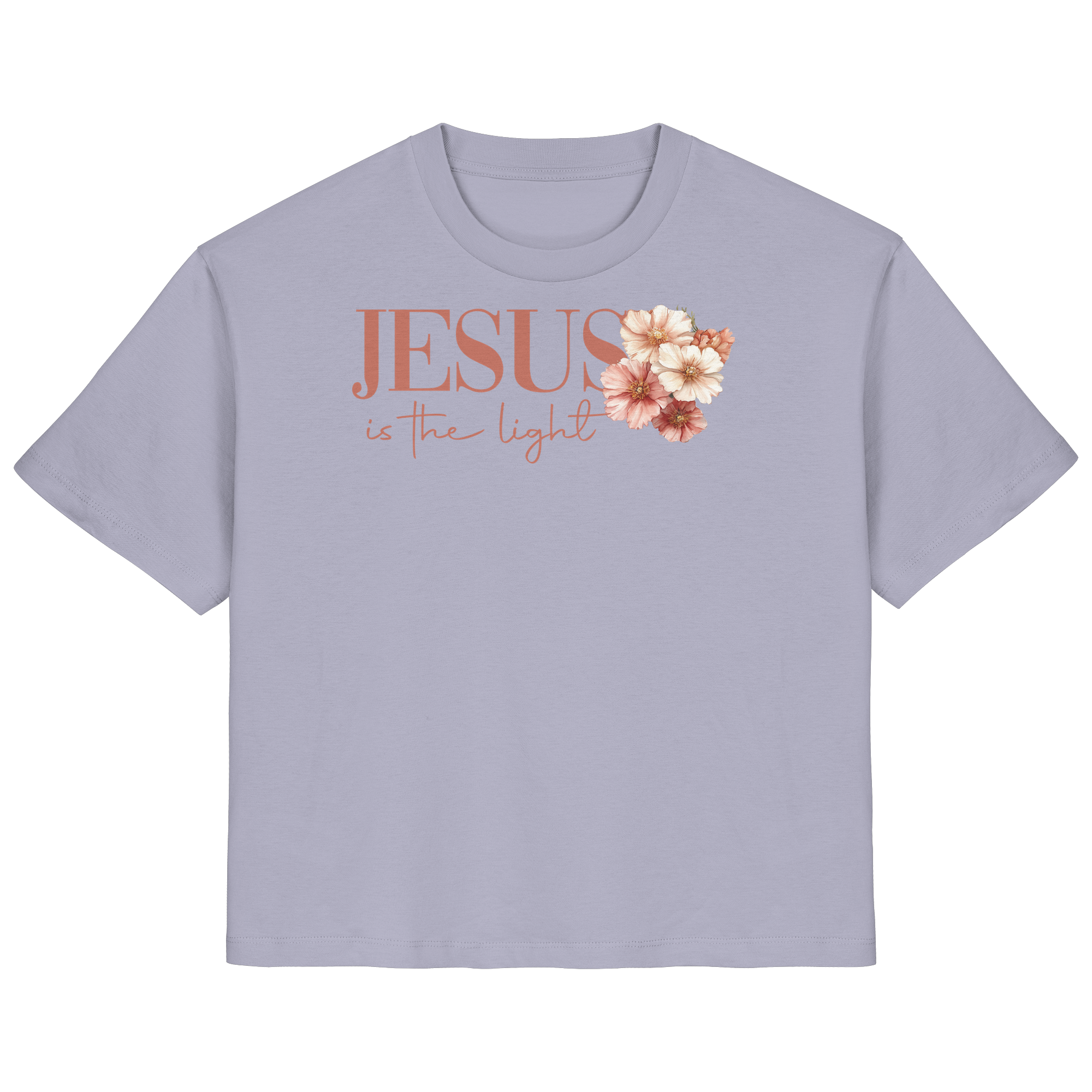 JESUS IS THE LIGHT CROSS FLOWERS - Frauen T-Shirt Bio Baumwolle