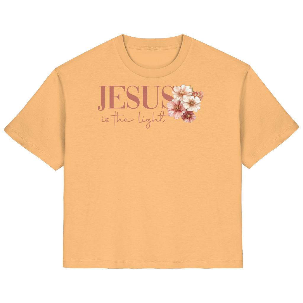 JESUS IS THE LIGHT CROSS FLOWERS - Frauen T-Shirt Bio Baumwolle