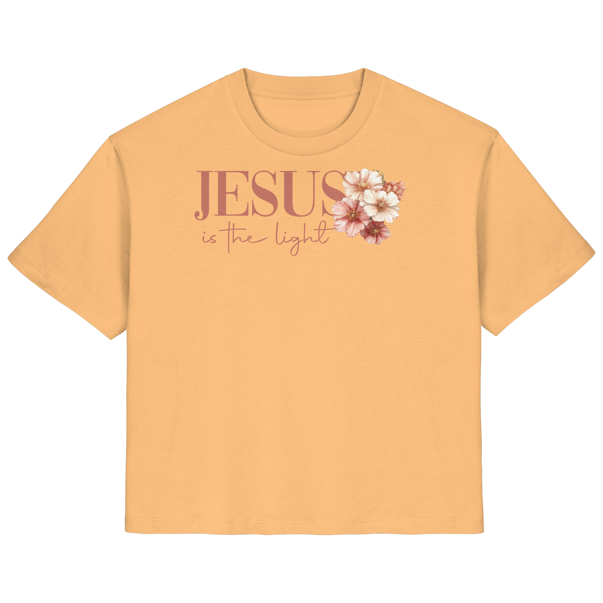 JESUS IS THE LIGHT CROSS FLOWERS - Frauen T-Shirt Bio Baumwolle
